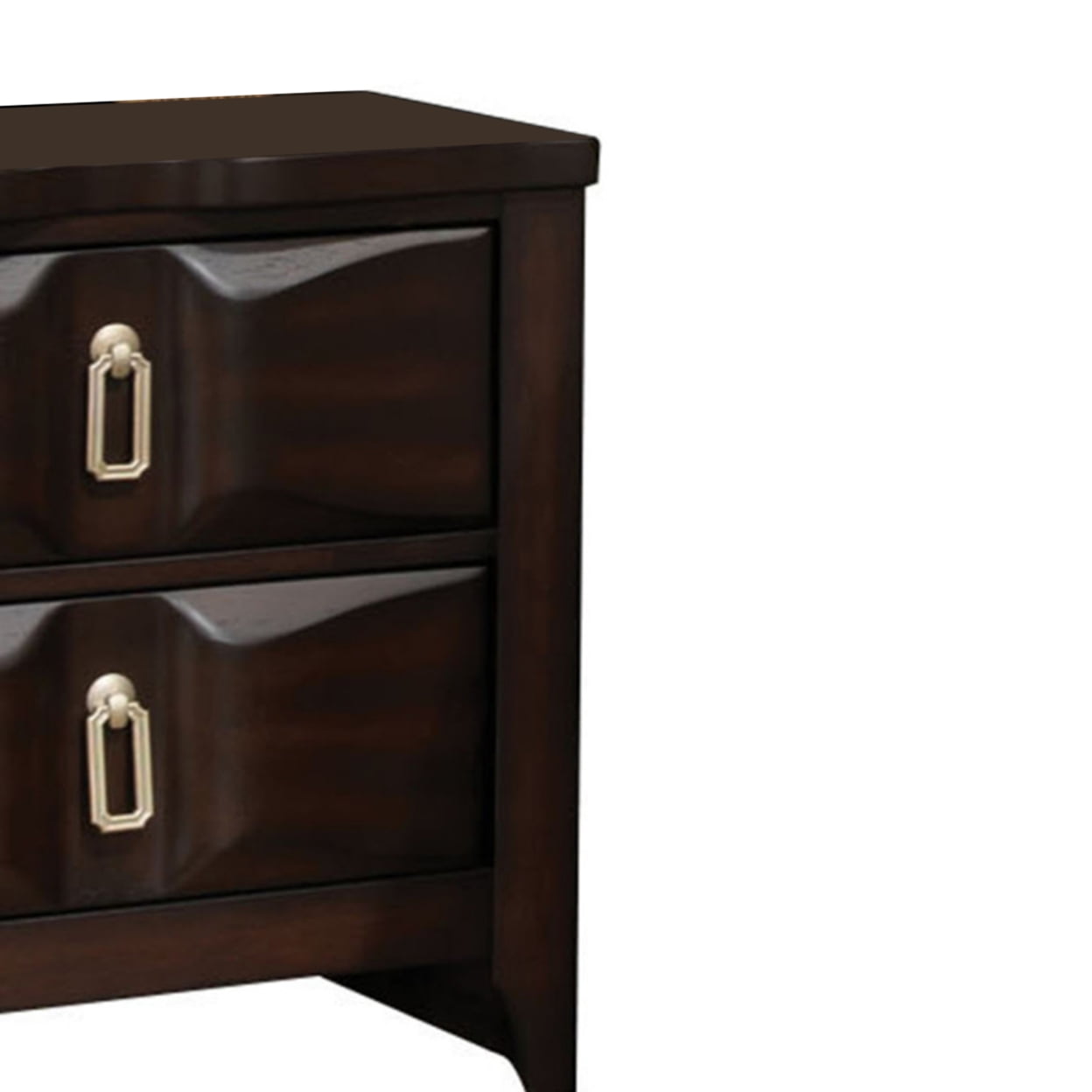 Transitional Style Wood Nightstand with 2 Drawers Espresso Brown - Saltoro Sherpi - Image 4