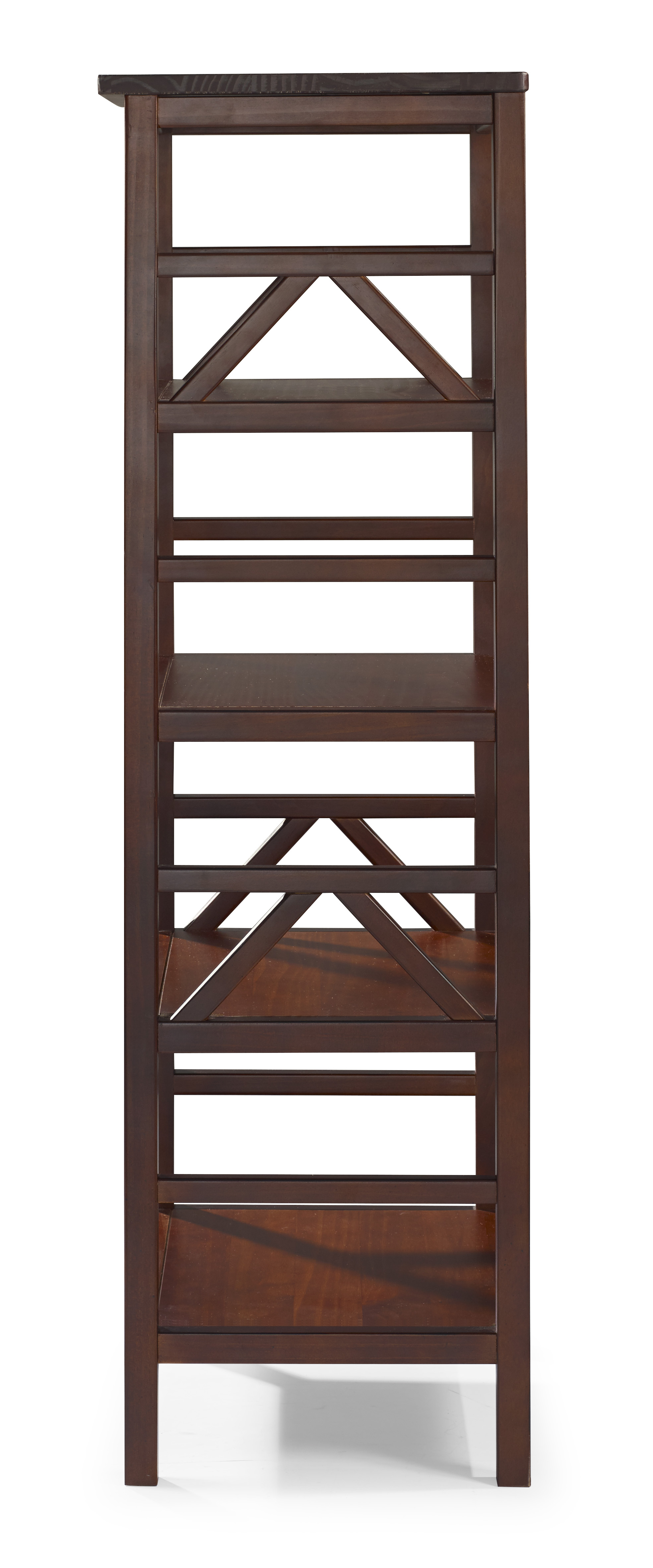 Linon Titian Wood Four Shelf Bookcase in Brown - Image 3