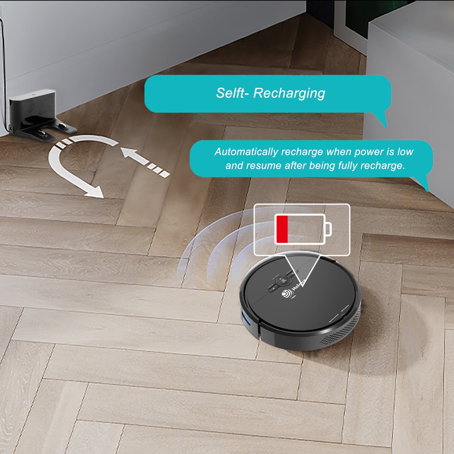 Holove Robot Vacuums Cleaner, Smart WIFI Automatic Vacuum sweeper for Pet Hair Floor - Image 3