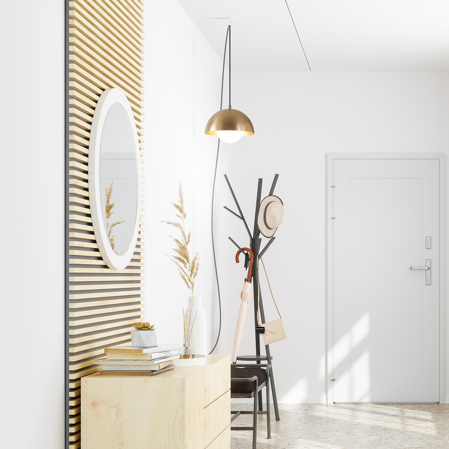 Amelia 1-Light Matte Brass Plug-In Pendant Lighting with Frosted Glass Shade - Image 8