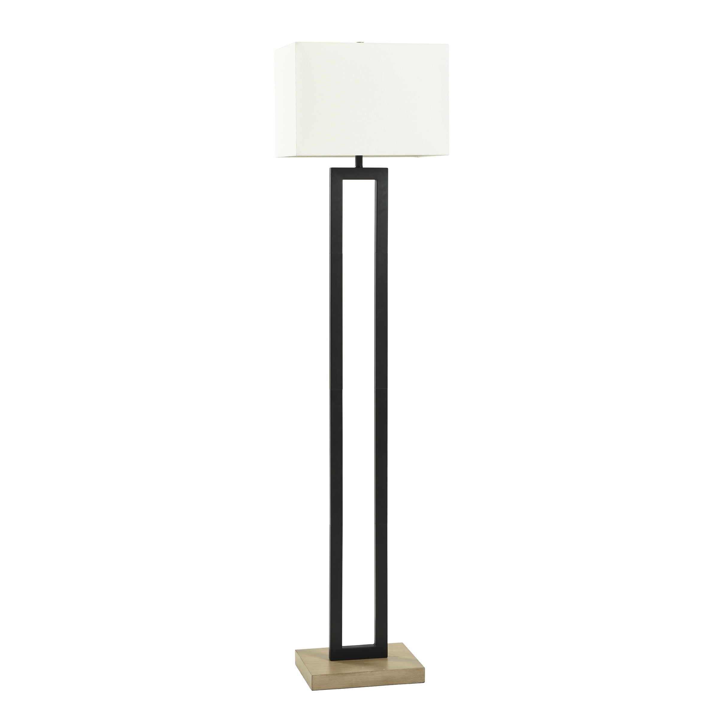 Better Homes & Gardens 61"H Metal Windowpane Floor Lamp, Black Finish with Faux Wood Base - Image 3