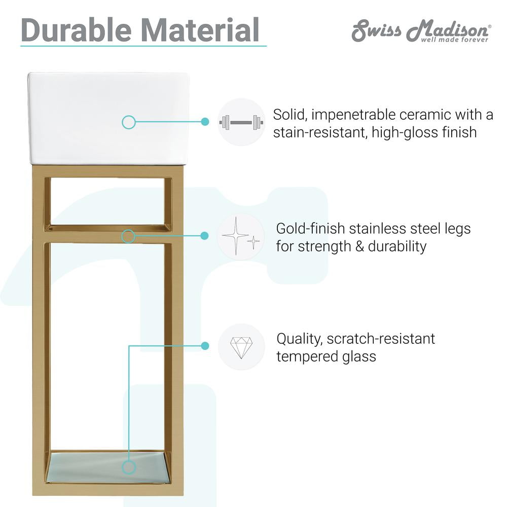 Pierre 19.5 Single, Open Shelf, Gold Metal Frame Bathroom Vanity - Image 7