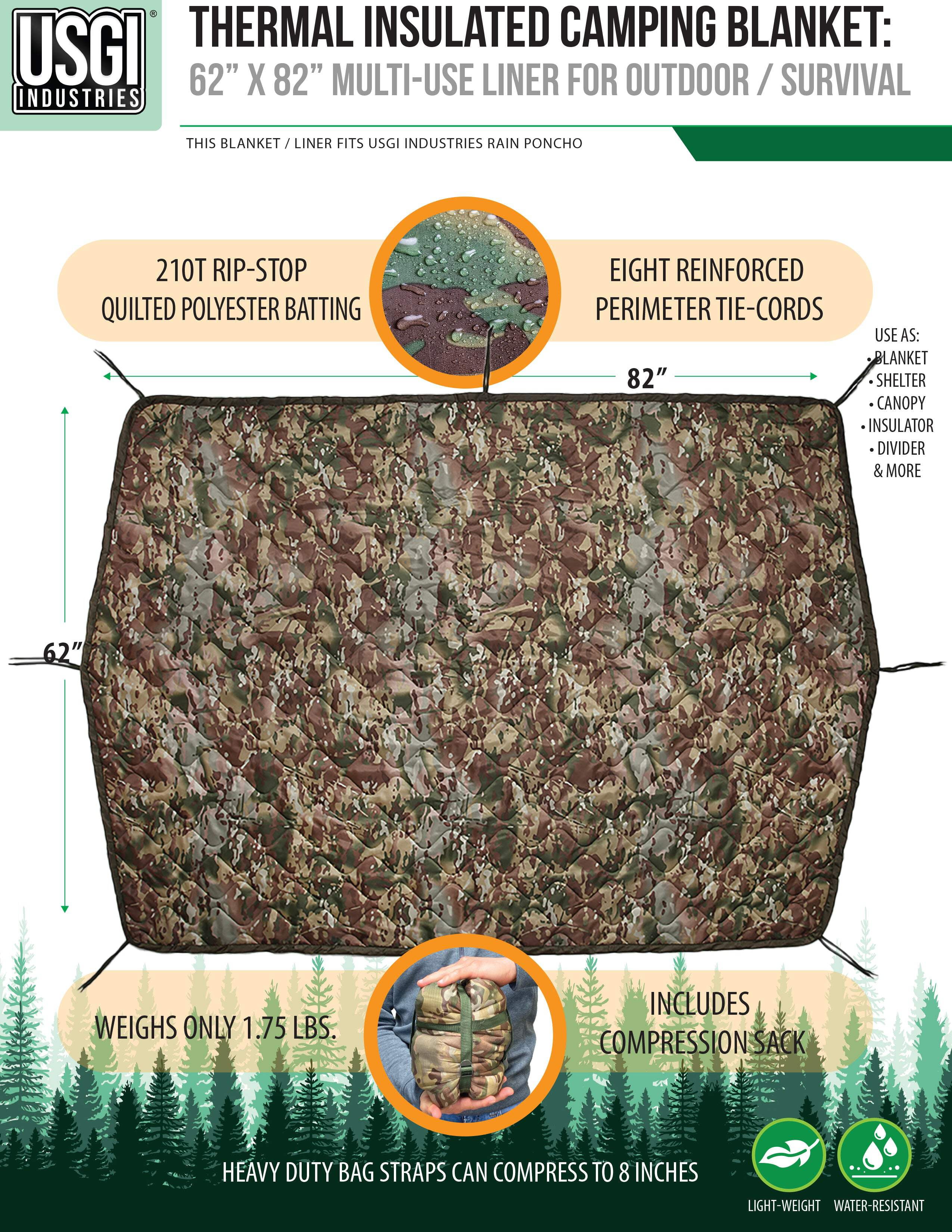 USGI Industries Military Woobie Blanket | Thermal Insulated Camping Blanket, Poncho Liner | Large, Portable, for Hiking, Outdoor | Compression Carry Bag Included (Marpat) - Image 4