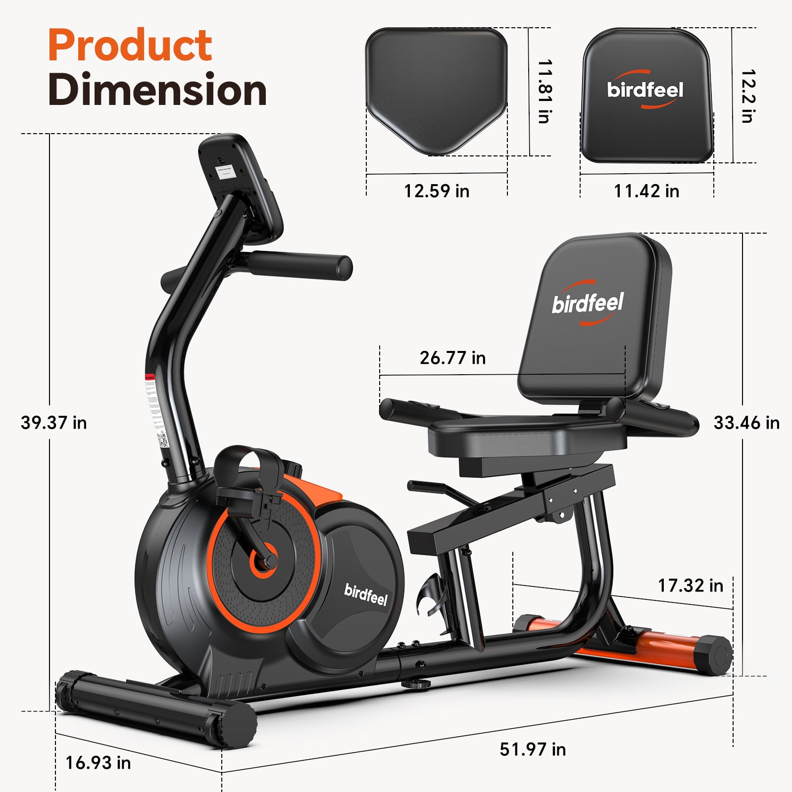 HASIMAN Recumbent Exercise Bike Magnetic Stationary Cycling Bicycle Indoor Workout Bikes with Large Caption Display & Adjustable Resistance for Home Seniors Adults Max Weight 350LBS - Image 7