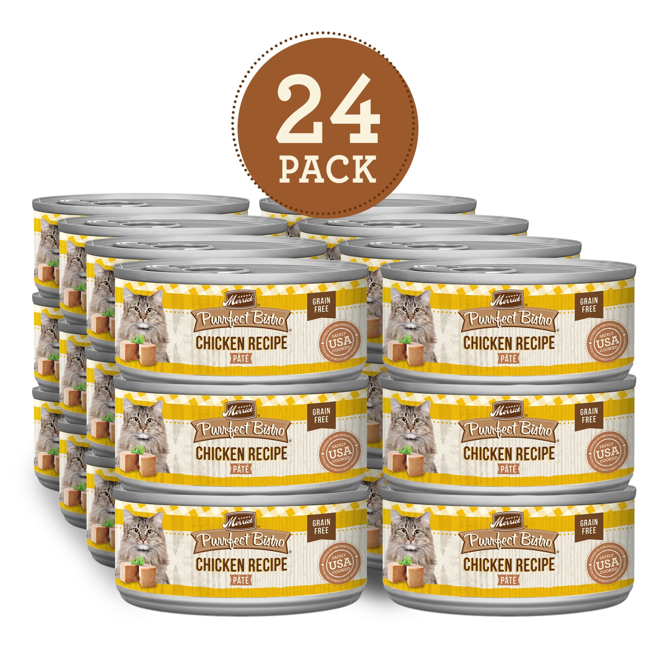 Merrick Purrfect Bistro, Grain Free High Protein Chicken, Wet Cat Food Pate, 24 Count, 3 oz Cans - Image 2