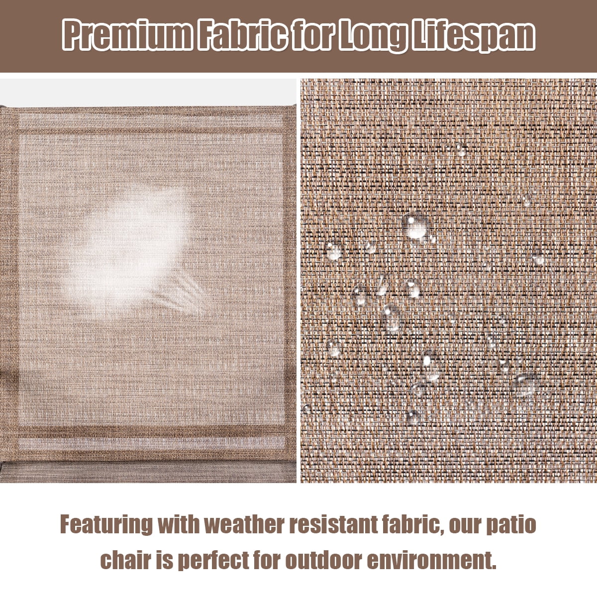 Costway 2PCS Patio Chairs Dining Chair Deck Yard W/Armrest Brown - Image 5