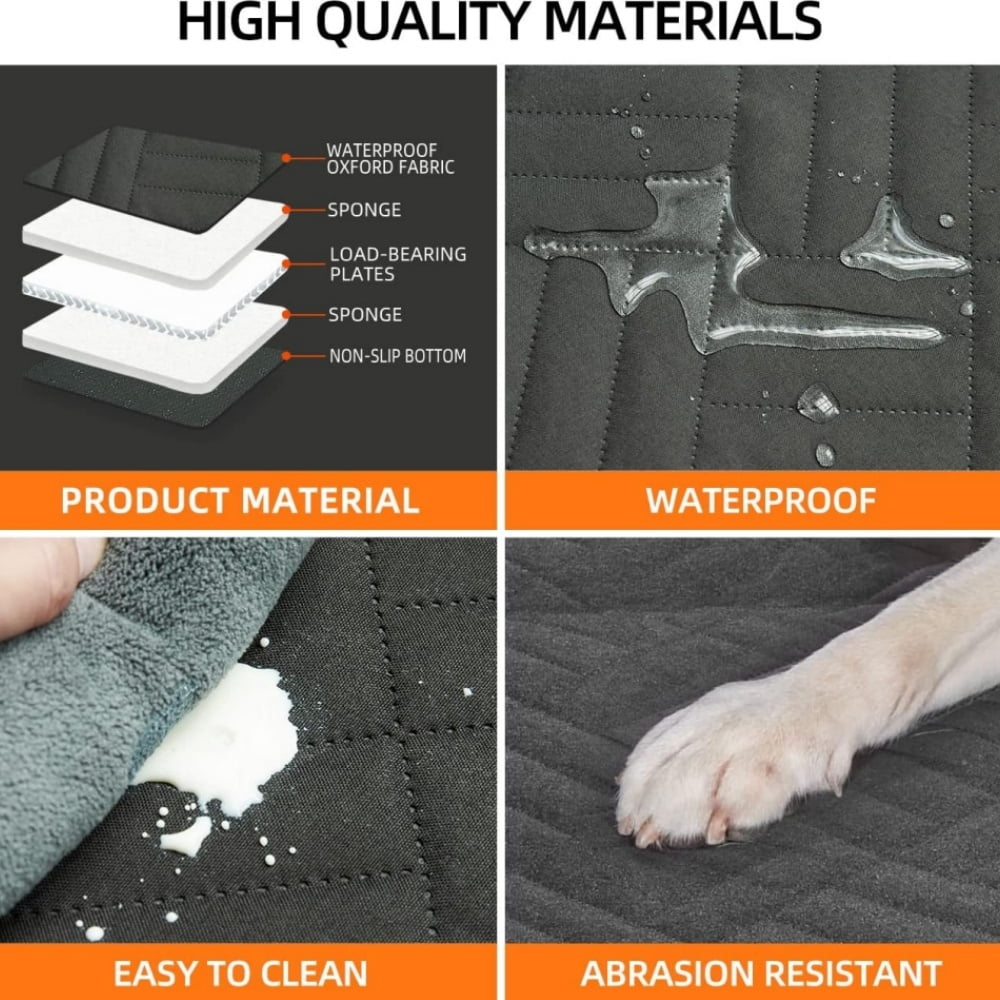 Reyox Dog Car Seat Cover with Hard Bottom, 600D Scratch Proof Nonslip Waterproof Back Seat Extender Holds 400lbs for Car Truck and SUV - Image 4
