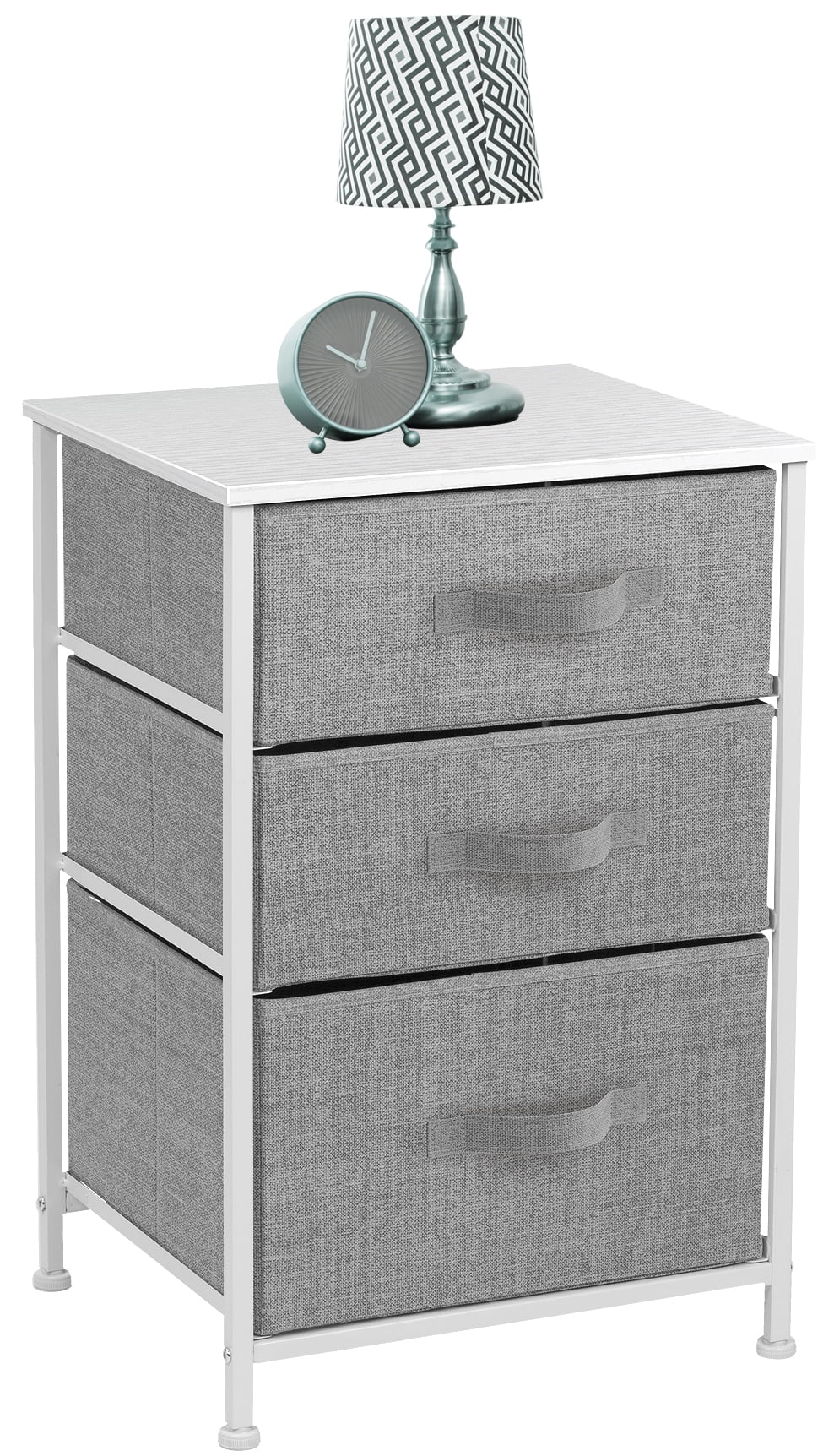 Sorbus Nightstand with 3 Drawers, White/Gray - Image 6