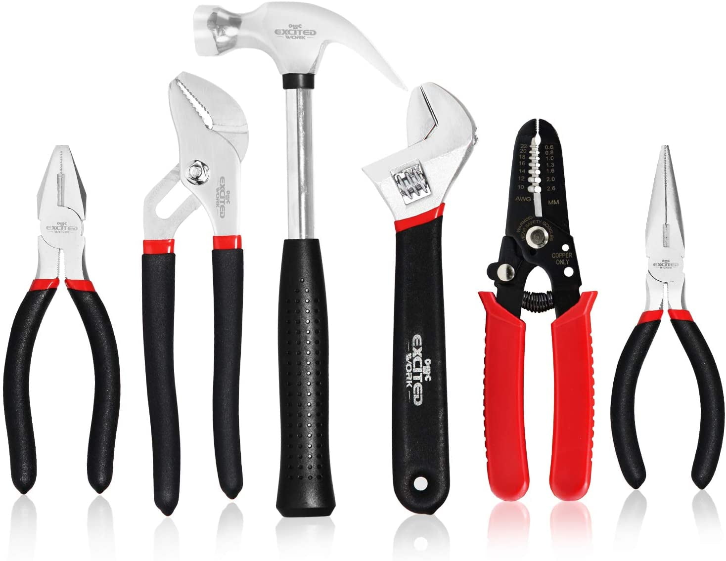 EXCITED WORK 198 Pcs Hand Tool Set, Mechanic Tools Kit with Plastic Storage Case Wrench Screwdriver Saw for Home Maintenance & Automotive Repair - Image 7