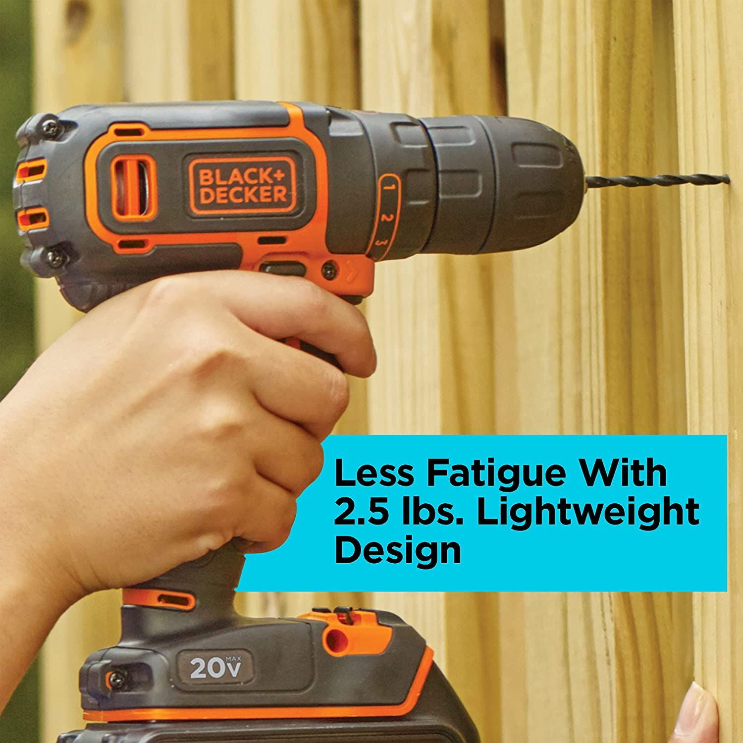 BLACK+DECKER 20V Cordless 3/8 in Drill Driver, 1.5Ah, Battery and Charger Included - Image 4