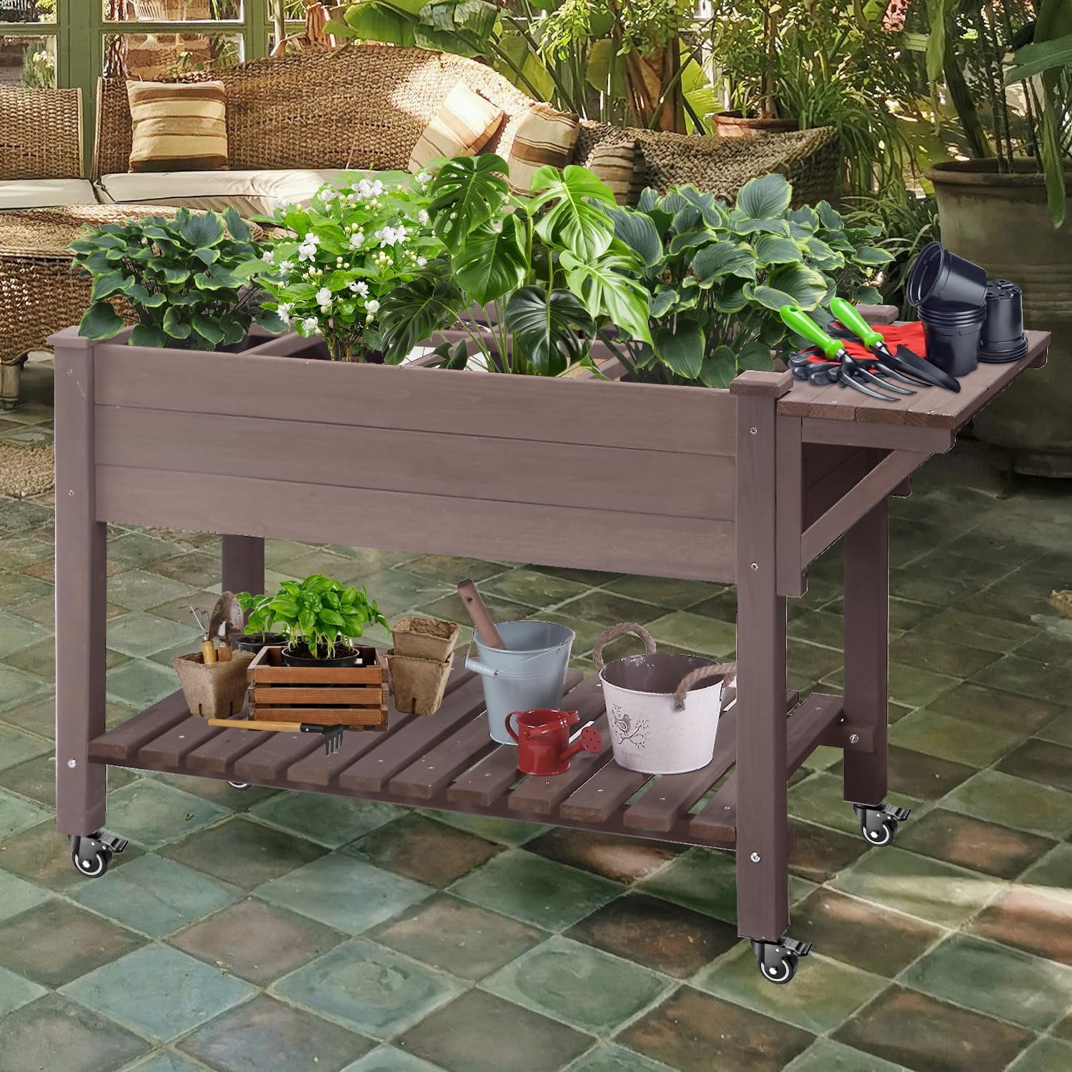 Aivituvin Raised Garden Bed Elevated Wood Planter Box Stand Outdoor Garden Kit - Image 10