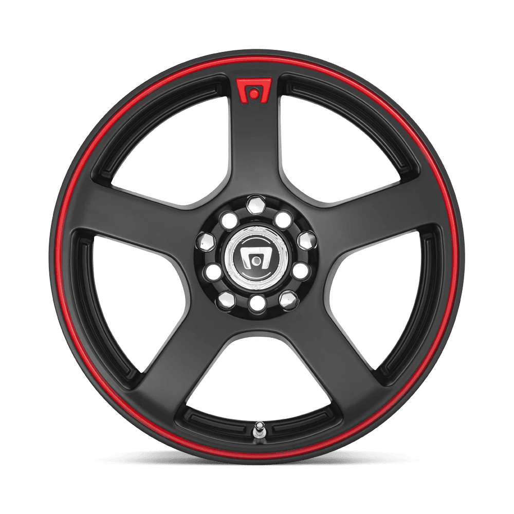 Motegi Aluminum Rim MR116 FS5 16X7in Matte Black Red Racing Stripe Finish, MR11667031740 - Image 2