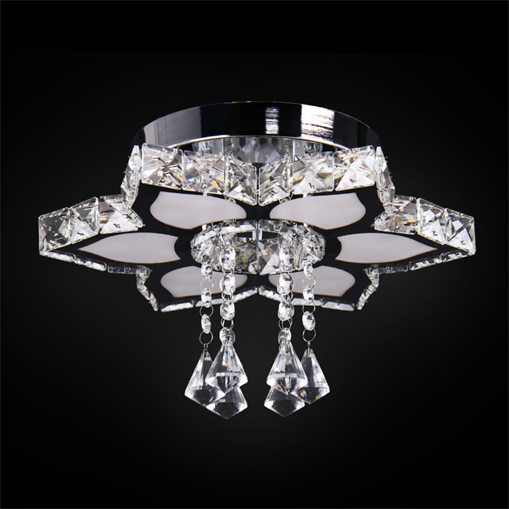 FRIXCHUR Crystal Chandelier Modern LED Flower Shape Chandeliers Flush Mount Chandelier for Bedroom Living Room Dining Room Foyer Closet (Cool White) - Image 3