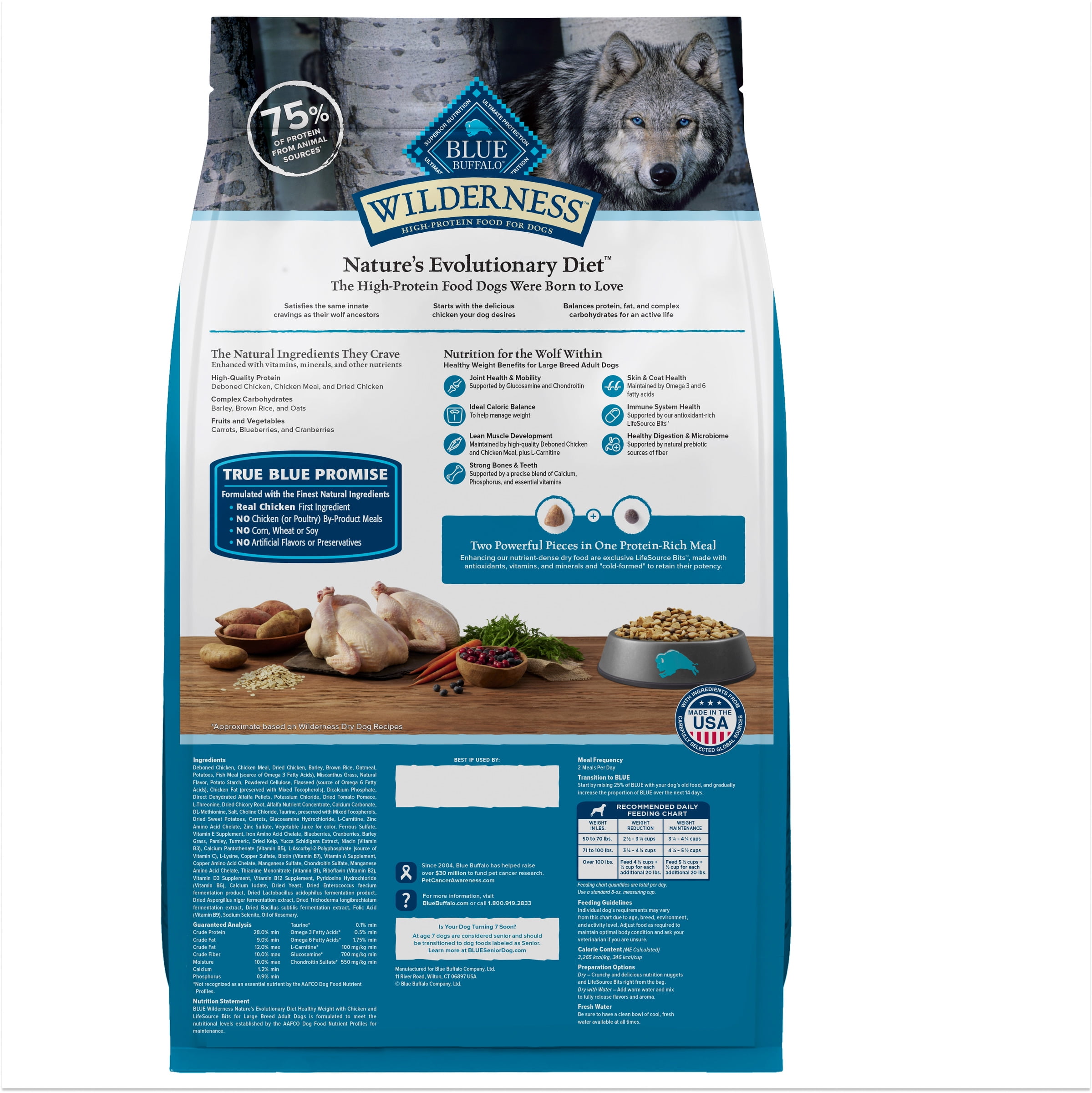Blue Buffalo Wilderness Healthy Weight Adult Large Breed Dry Dog Food, Chicken, 28-lb. - Image 5