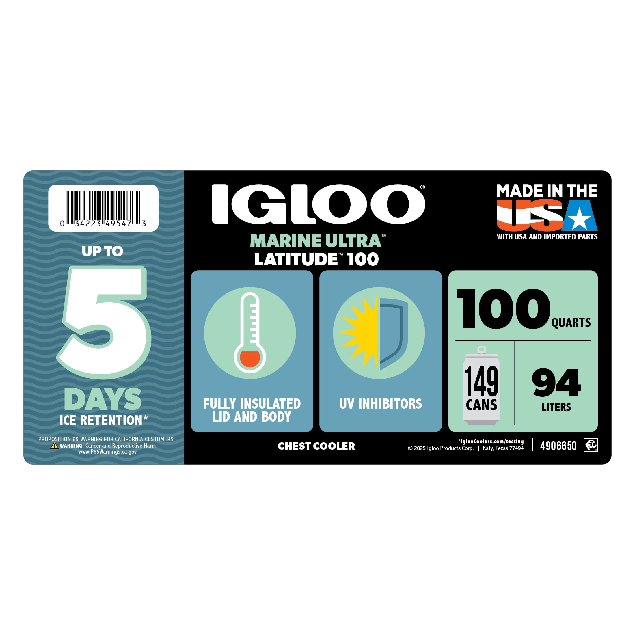 Igloo 100 QT Latitude Marine Ultra Hard-Sided Cooler, White and Moonscape Gray - Image 7