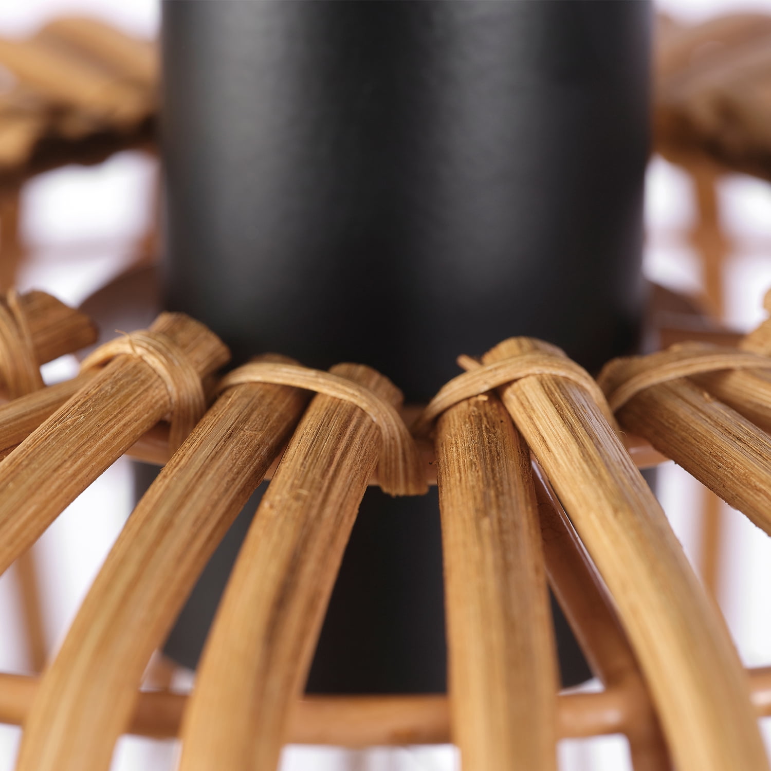 Globe Electric Fitz 1-Light Black Flush Mount Ceiling Light with Rattan Shade, 91000921 - Image 6