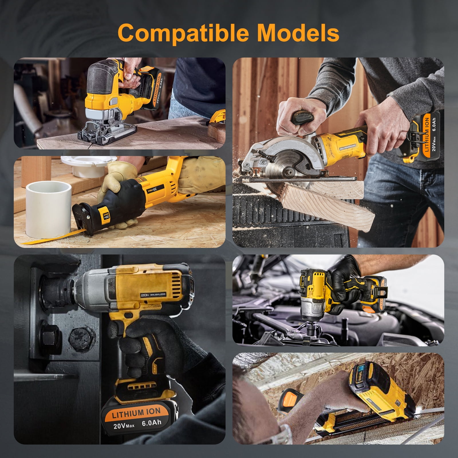 2 Pack DCB200 20V 6.0Ah Battery Replacement for Dewalt 20V Battery DCB206 DCB205 DCB204 - Image 3