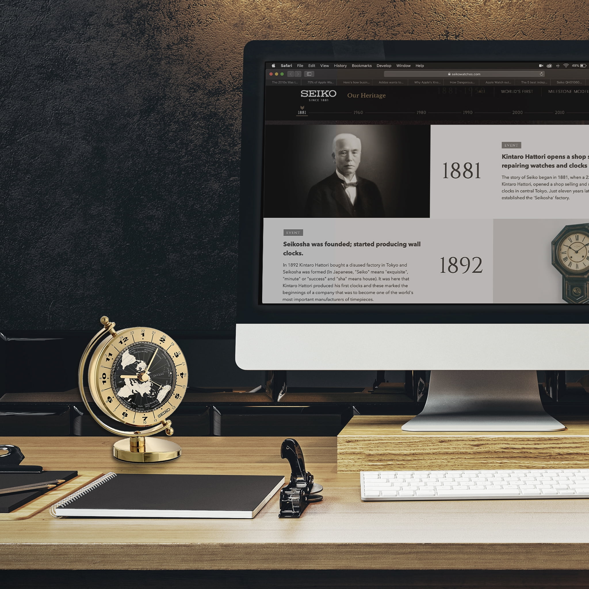 QHG106GLH Desk & Table Clock, Golden - Image 2