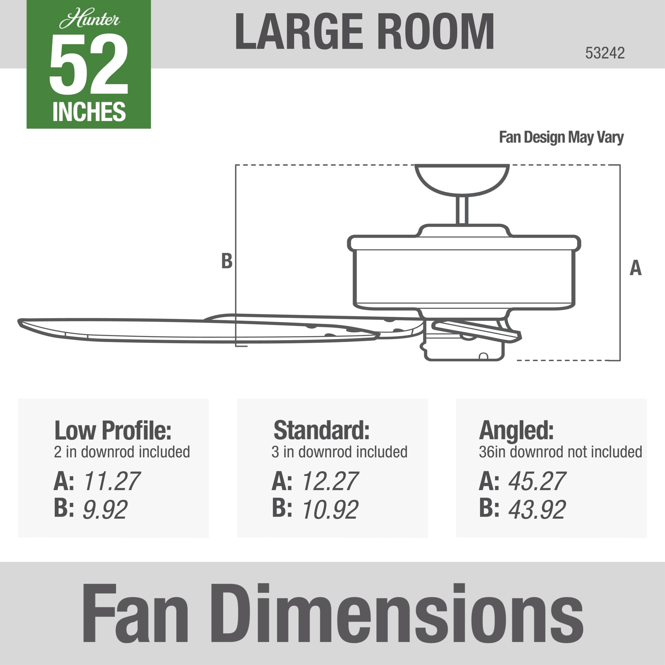 Hunter - Builder Indoor Ceiling Fan, 52-inch, New Bronze, Traditional-style, 3-speed WhisperWind Motor, 53242, for living rooms, bedrooms, home offices, kitchens - Image 9