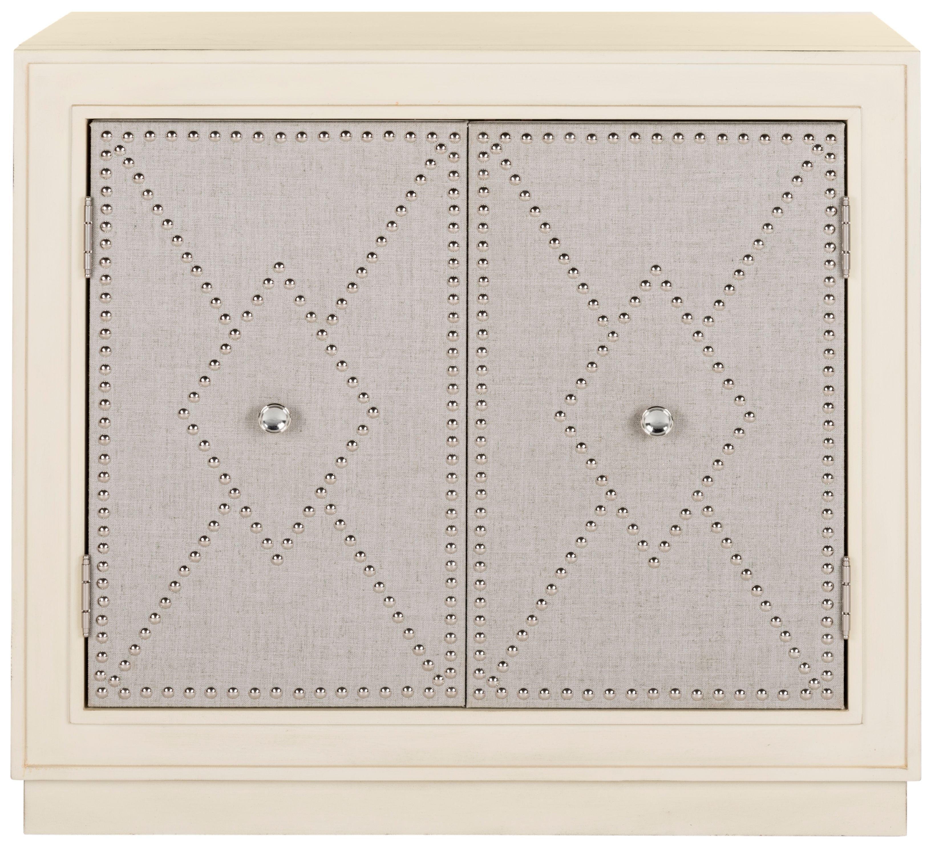 SAFAVIEH Erin Farmhouse 2 Door Chest with Nailheads, Light Grey/Nickel - Image 3