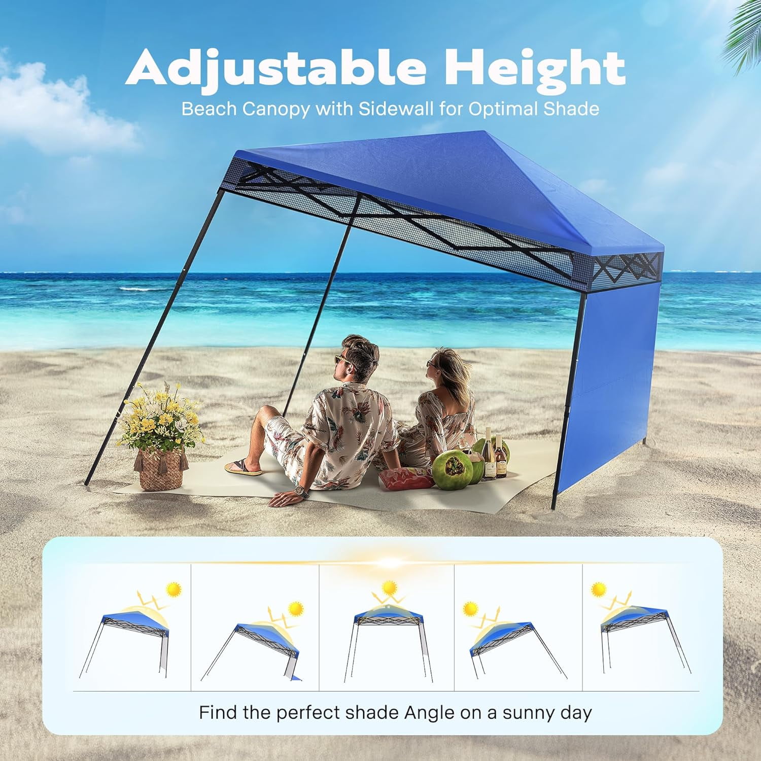 SPECSTAR 8'x8' Slant Leg Canopy Tent with Central Lock Design, Perfect for Camping, Party, Yard, and Beach Events, Beige (6x6ft Canopy Cover) - Image 4