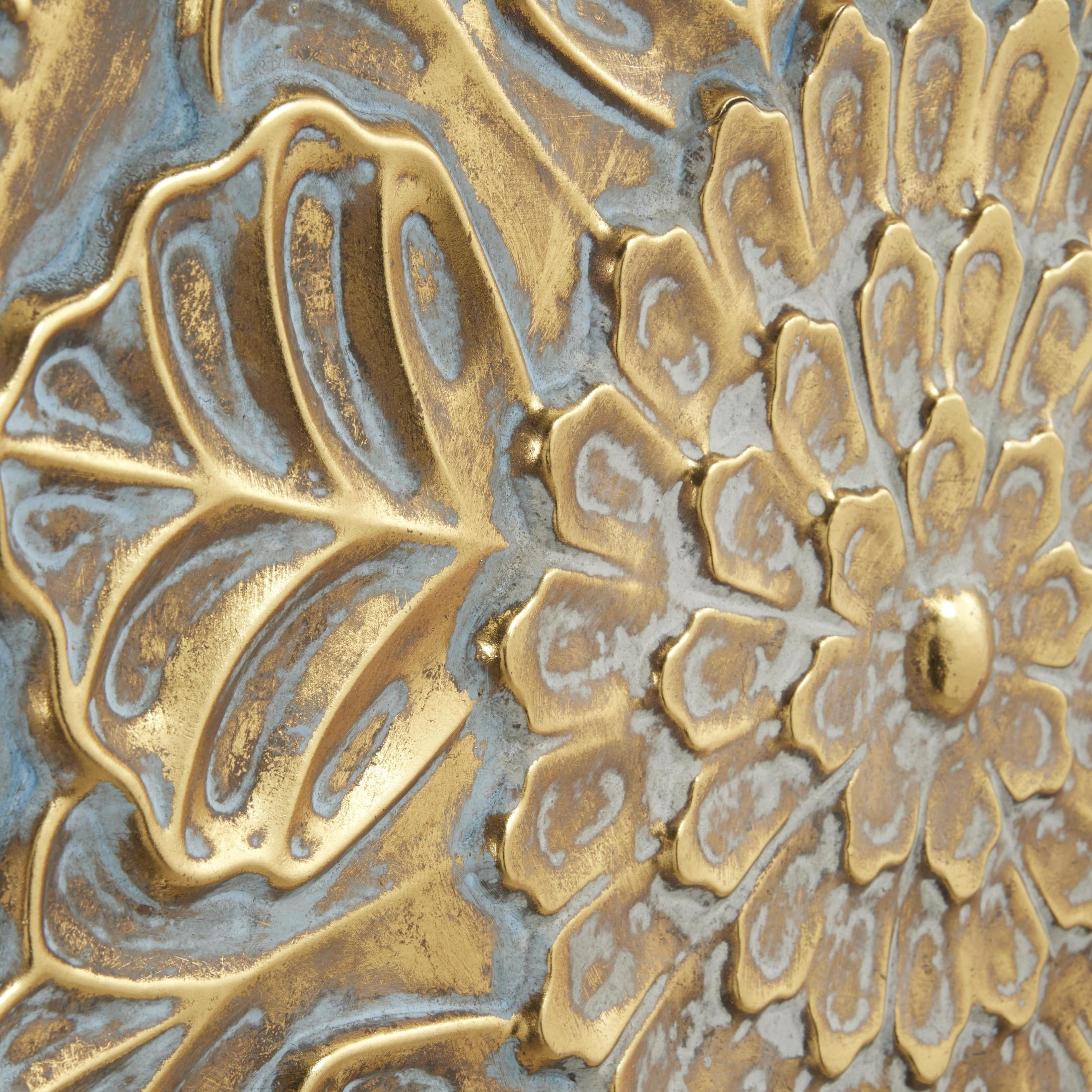 DecMode Gold Metal Plate Wall Decor with Embossed Details - Image 9