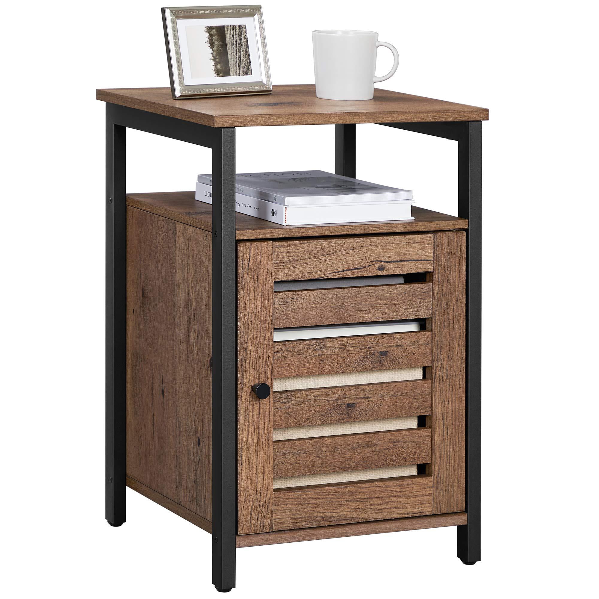 Nightstand - Industrial Style End Table with Adjustable Shelf - Steel Frame - Bedroom Furniture in Hazelnut Brown and Black - 15.7 x 15.7 x 23.6 Inches - Image 8