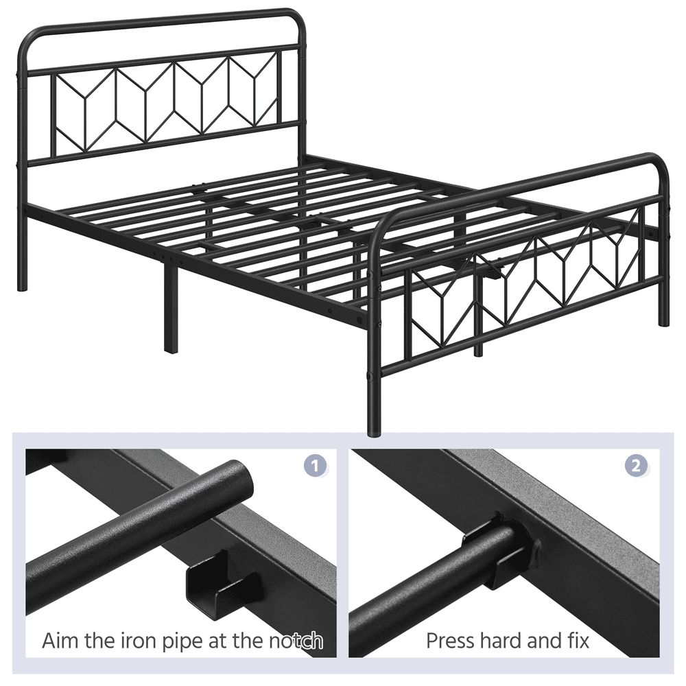 Renwick Vintage Metal Platform Queen Bed, All Ages, Black - Image 9