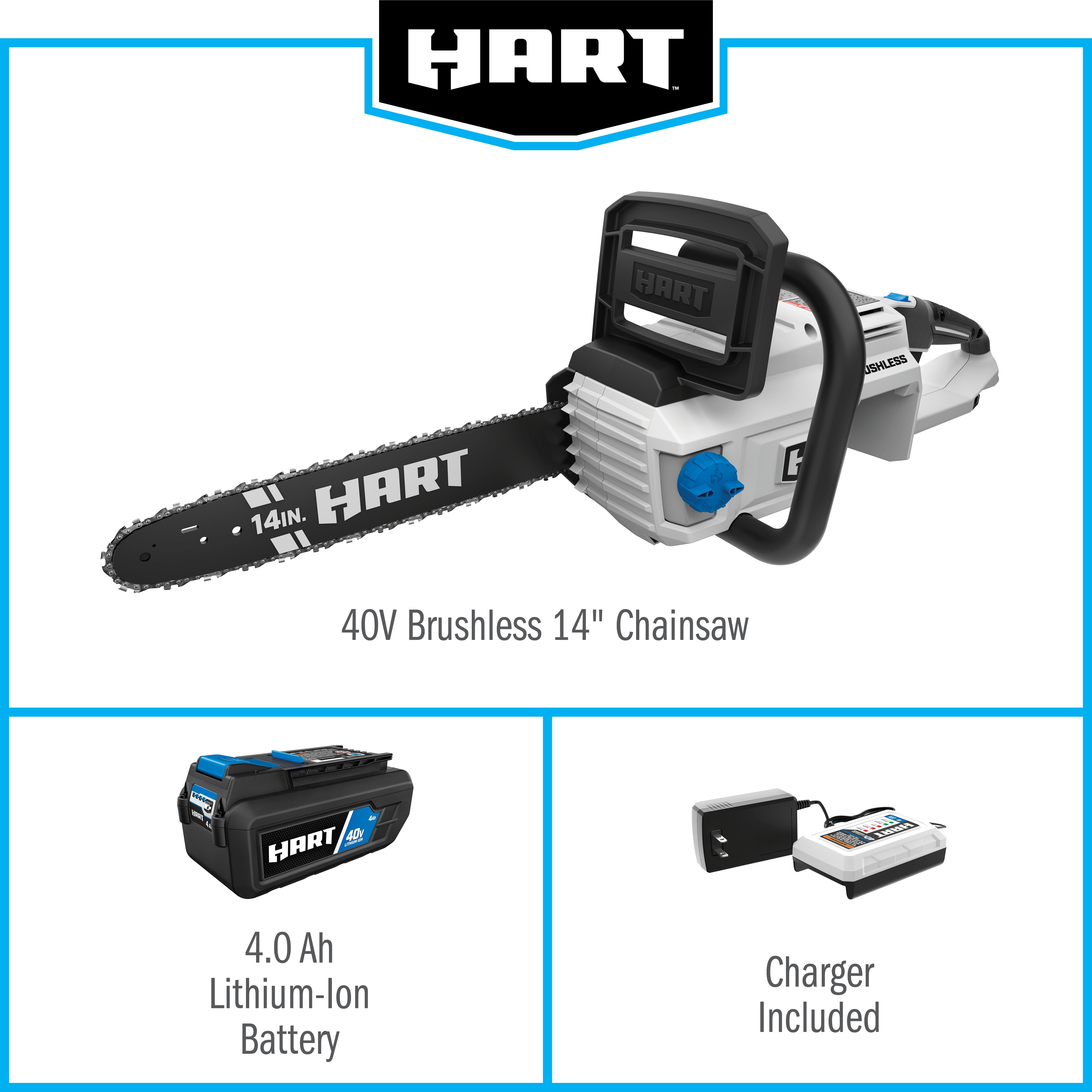HART 40V Cordless Brushless 14 inch Chainsaw Kit (1) 4.0Ah Lithium-Ion Battery - Image 9