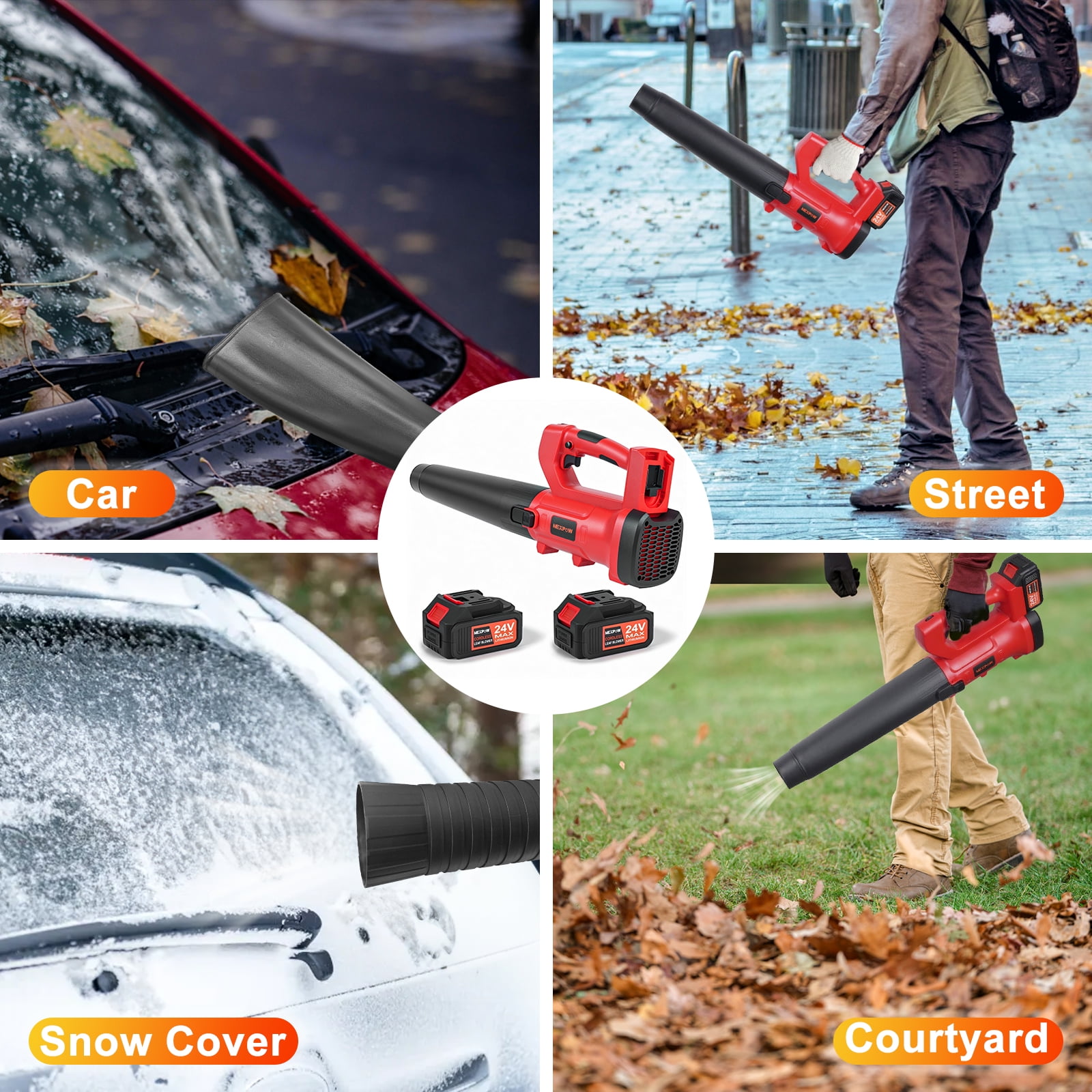 NEXPOW Leaf Blower,580CFM 160MPH Cordless Electric Blower,4 Speed Mode with 2 Battery and Charger - Image 4