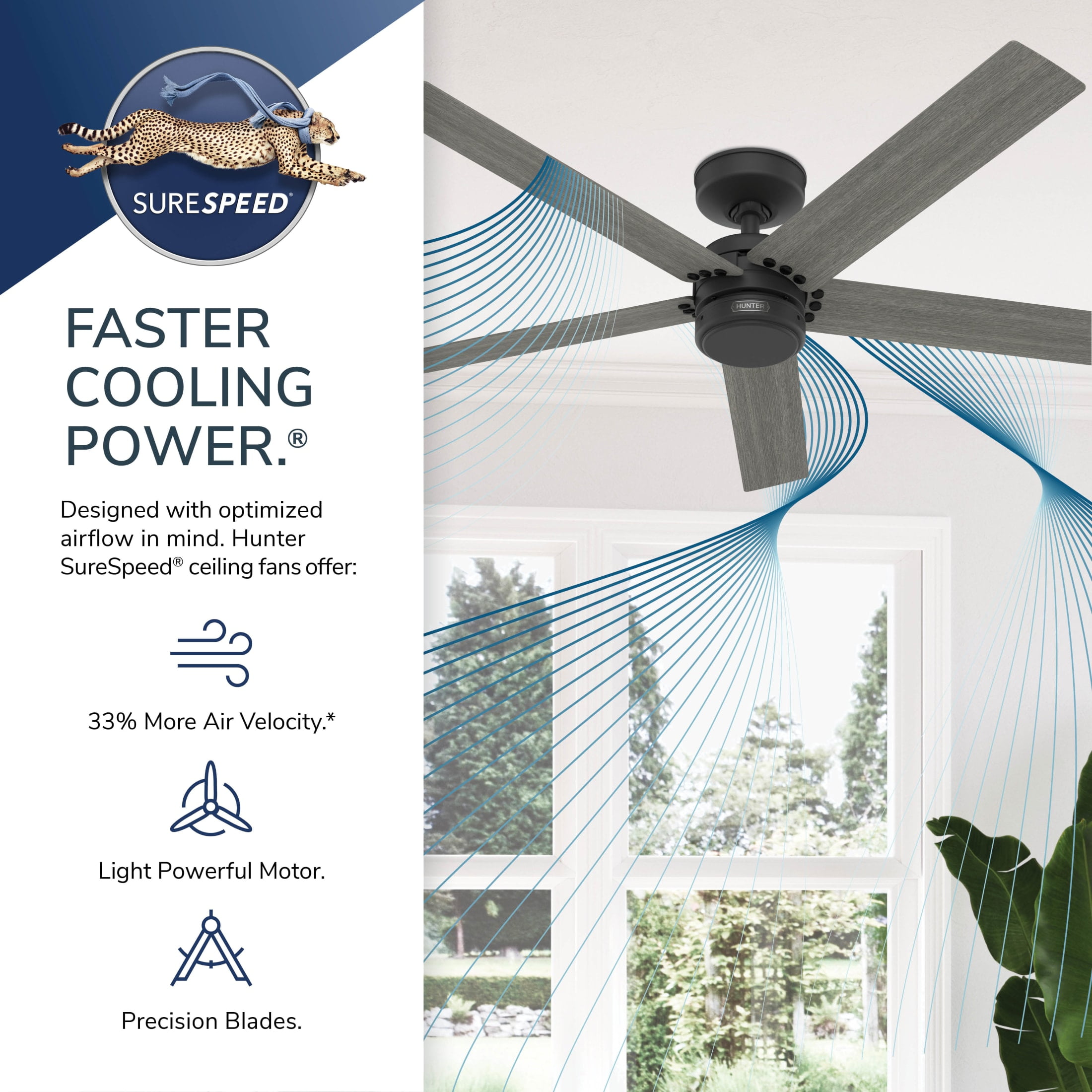 Hunter 52 inch Outdoor or Indoor Ceiling Fan No Light - Black Ceiling Fan without Light, For Patio, Porch, Garage, or Living Room, Standard Mount, 5 Blades, Wall Control - Burton 52247, Matte Black - Image 17