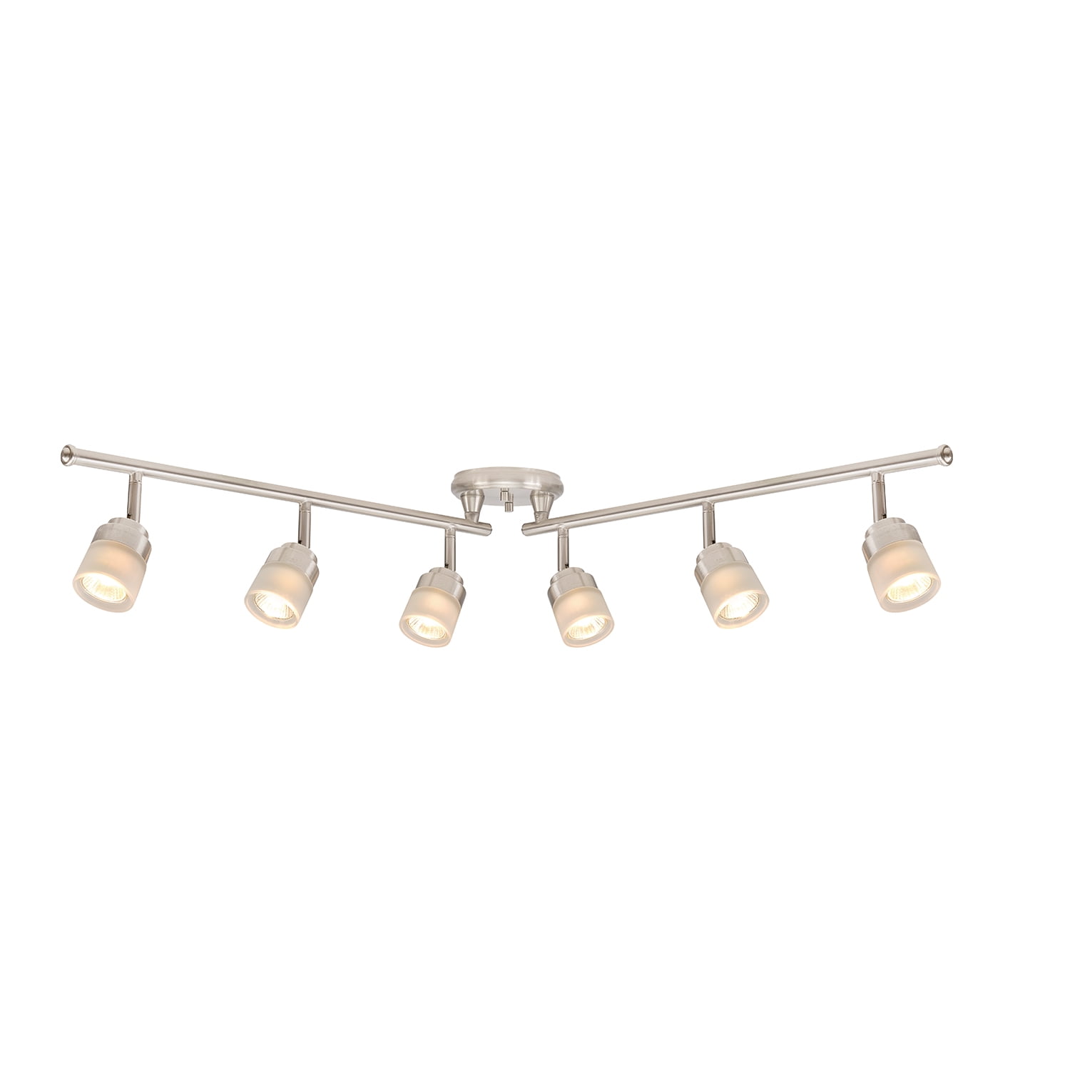 Globe Electric Modern Contemporary 6-Light Brushed Nickel Foldable Track Lighting Frosted Glass Shades - Image 9