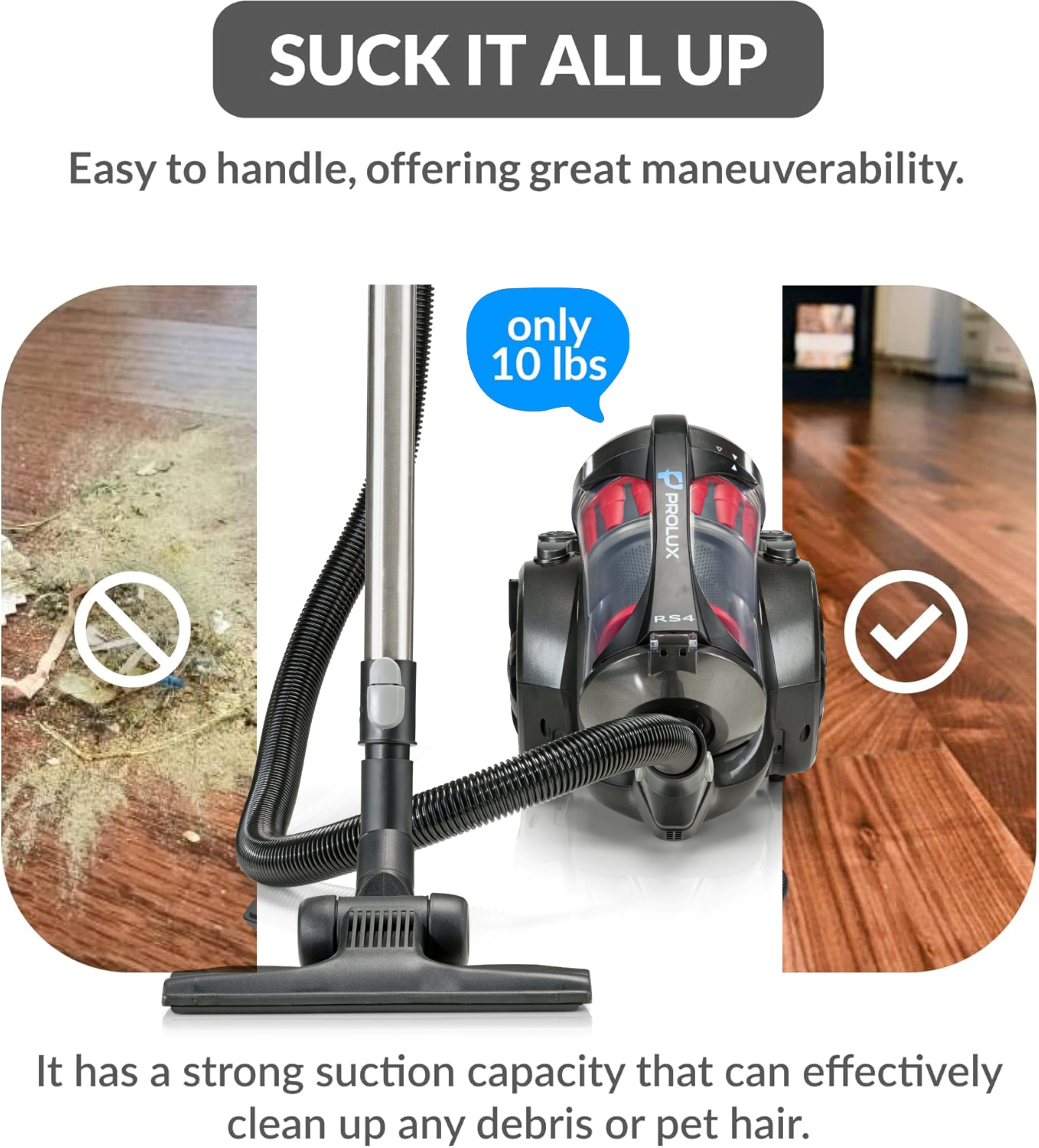 RS4 Lightweight Bagless Canister Vacuum with Dual HEPA Filtration and Premium Button Lock Tools - Image 6