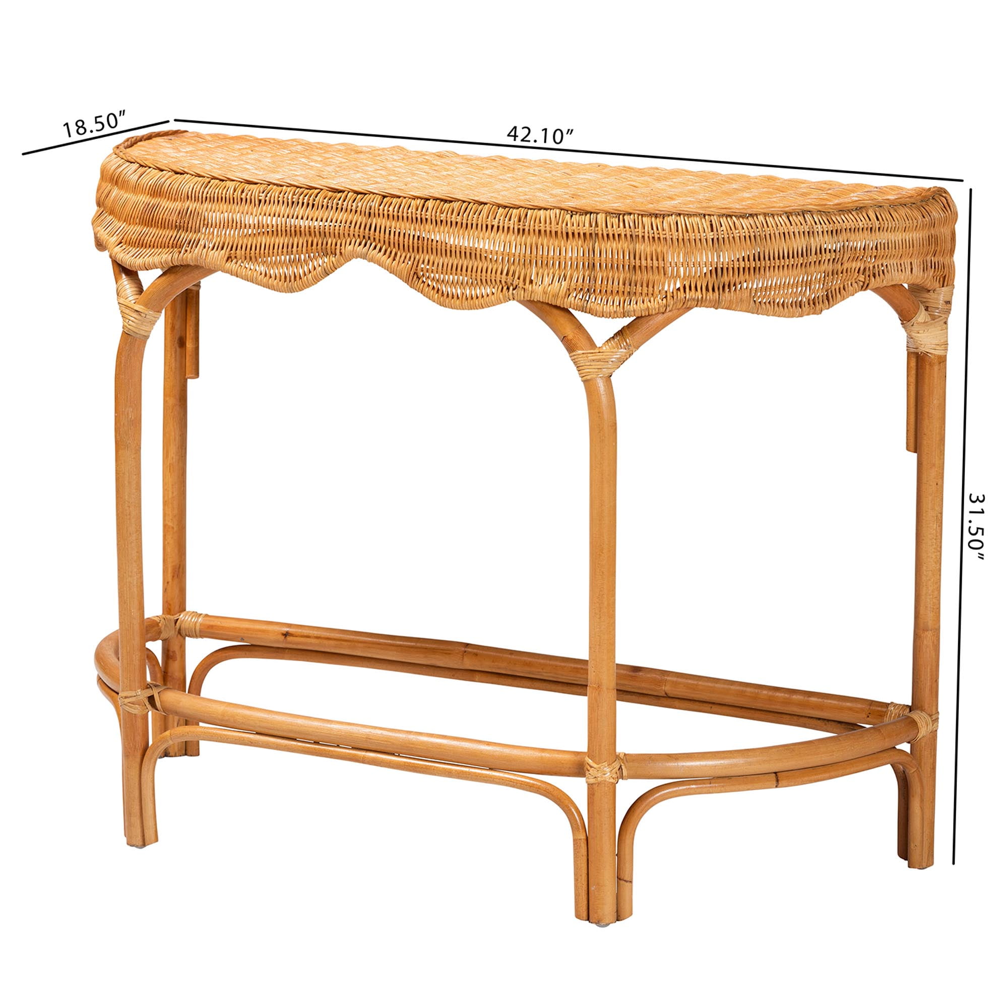 bali & pari Wakana Rattan BOHO Console Tables, Natural Brown - Image 7