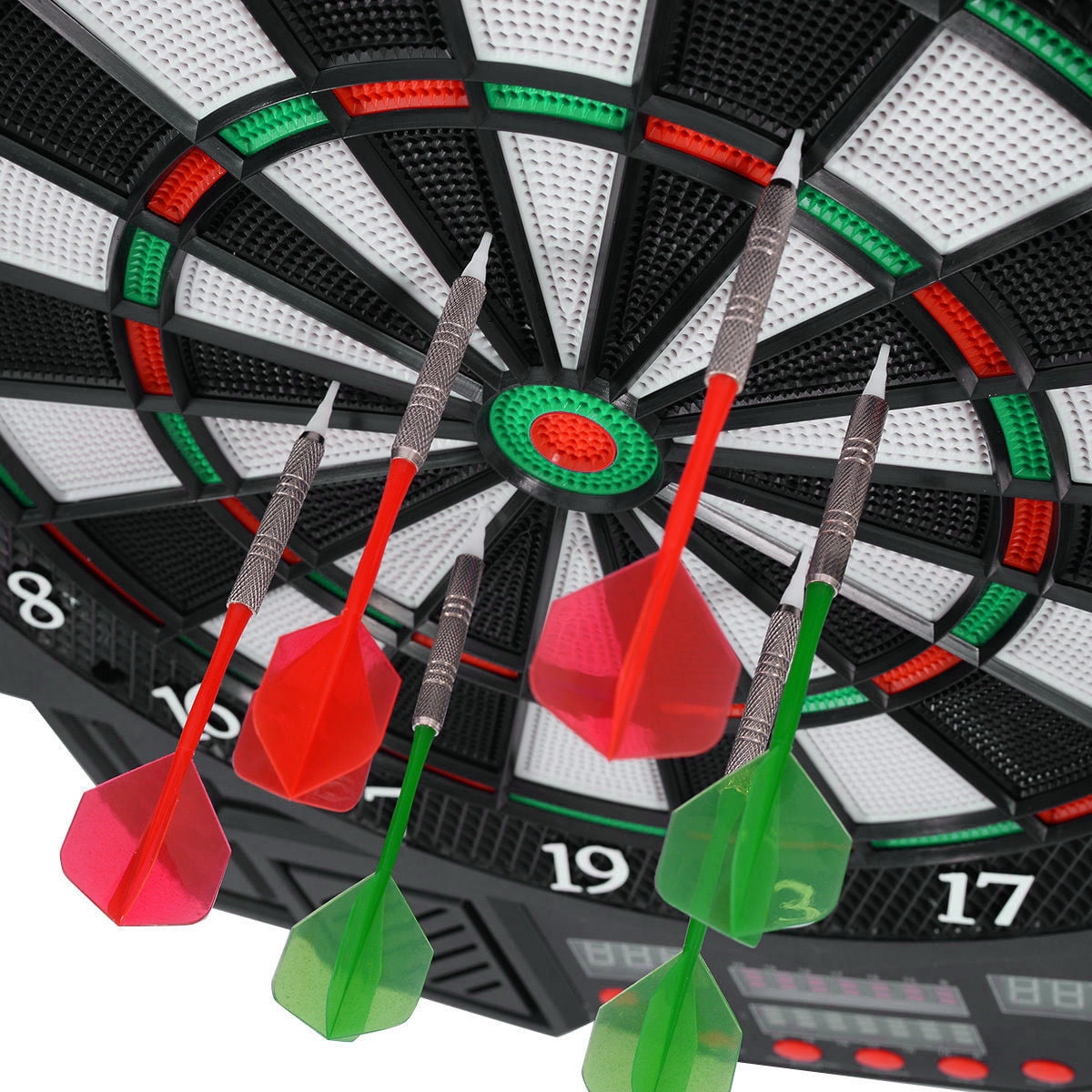 Costway Professional Electronic Dartboard Cabinet Set w/ 12 Darts Game Room LED Display - Image 7