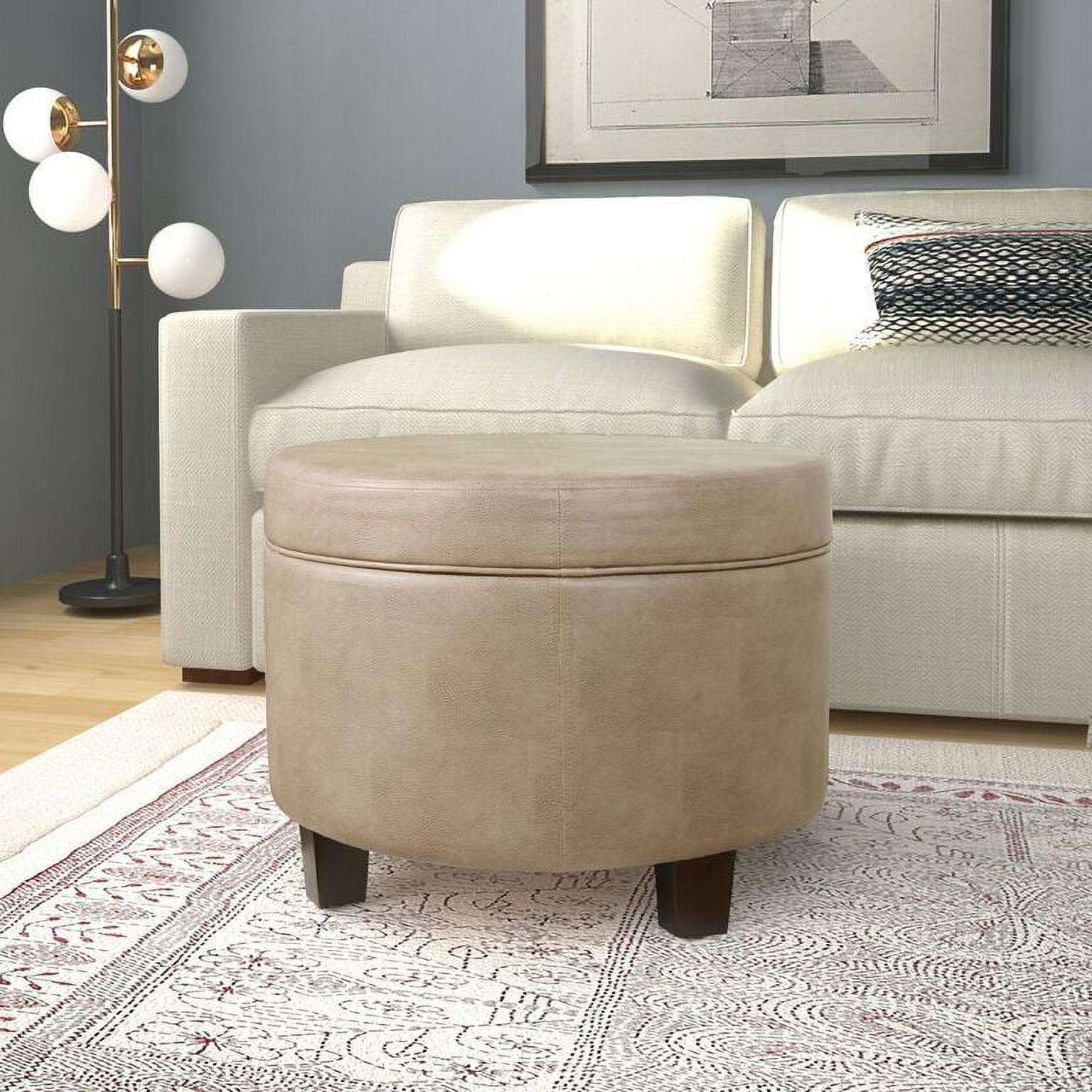 HomePop Round Storage Ottoman, Multiple Colors - Image 2
