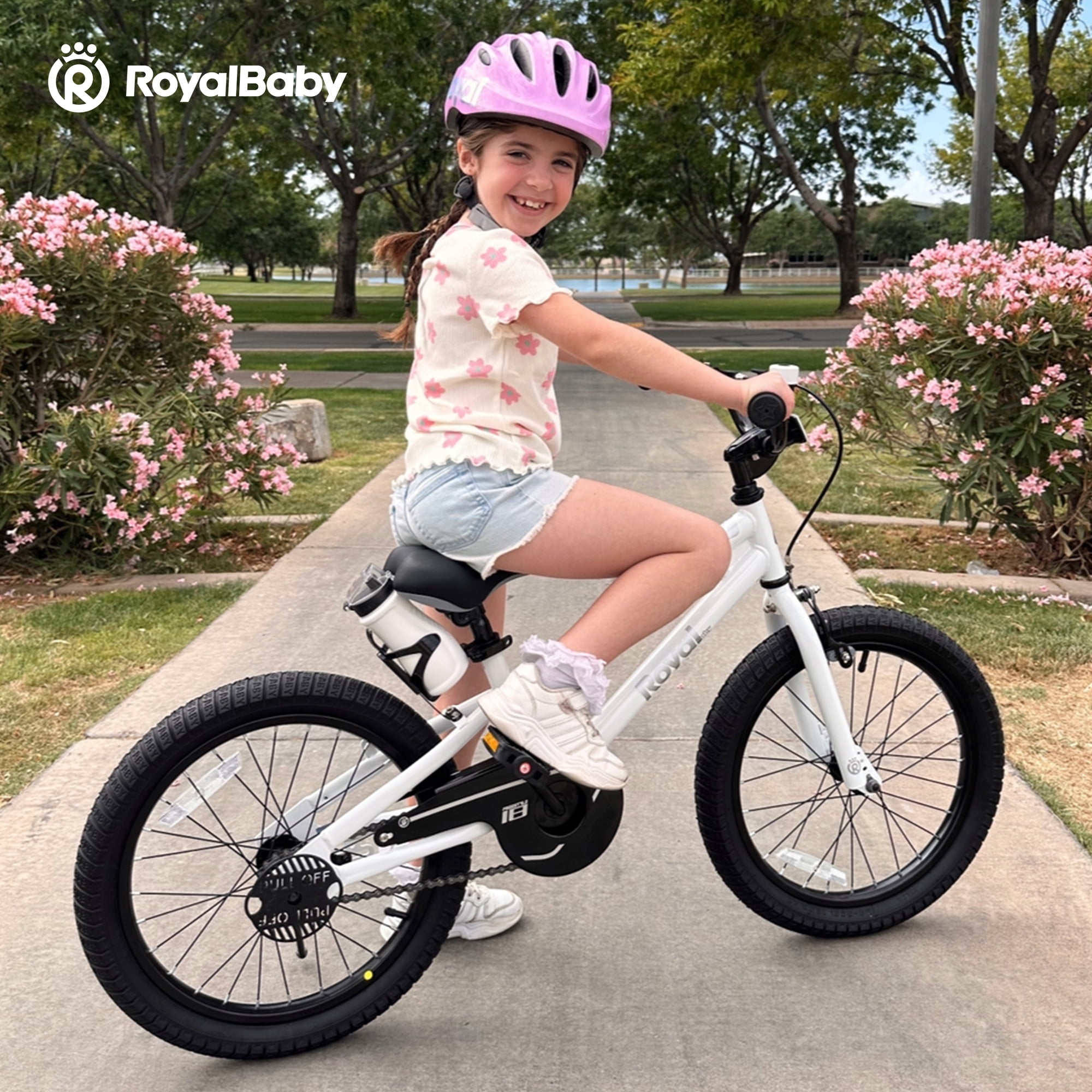 Royalbaby Boys Girls Kids Bike 16 In BMX Freestyle White 2 Hand Brakes Bicycles with Training Wheels Child Bicycle - Image 6