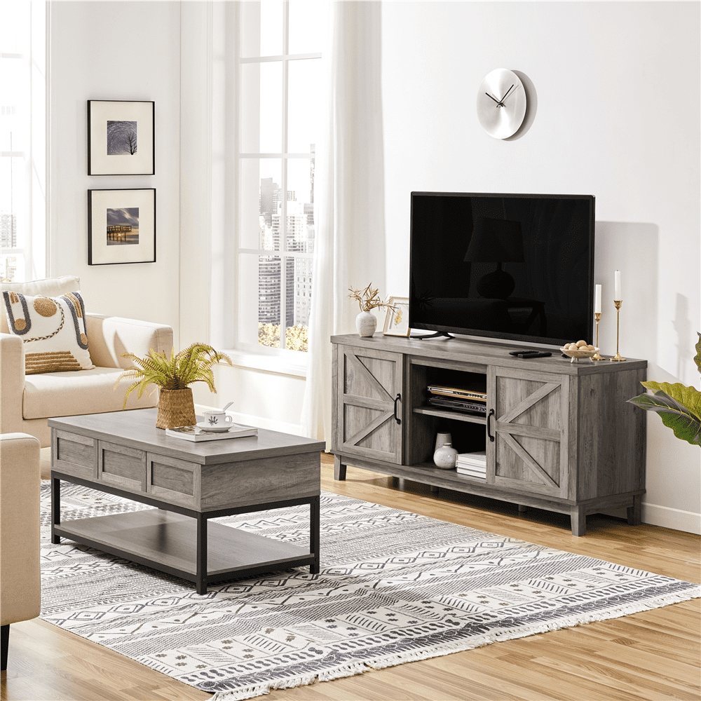 Alden Design Farmhouse Storage TV Stand for TVs up to 65", Gray - Image 7