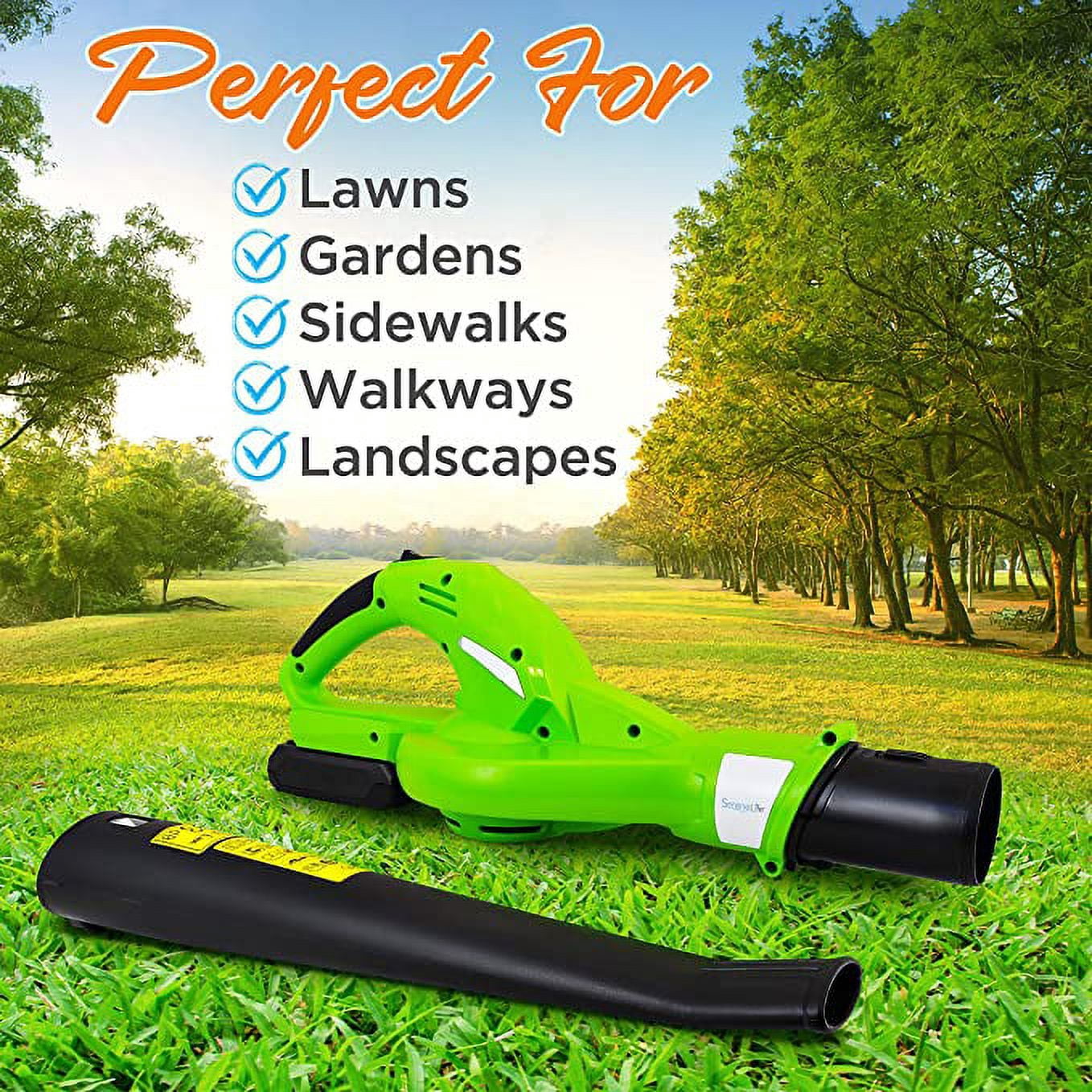 SereneLife Lightweight Cordless Leaf Blower 18V, 55 MPH Air Speed Rechargeable Battery & Charger - Image 7