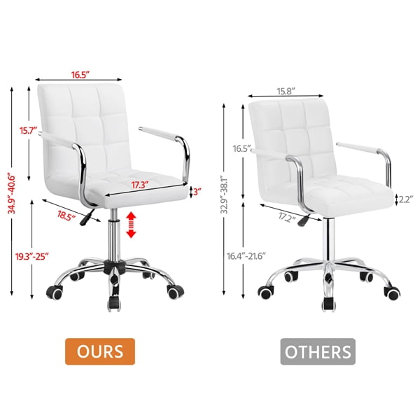 Renwick Desk Chairs Height Adjustable PU Leather Stylish Office Chair, White - Image 13