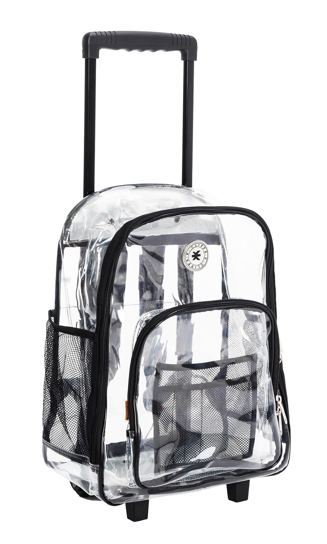 K-Cliffs Unisex Rolling Clear Backpack Heavy Duty PVC See-thru Daypack School Luggage with Wheels, Black - Image 5