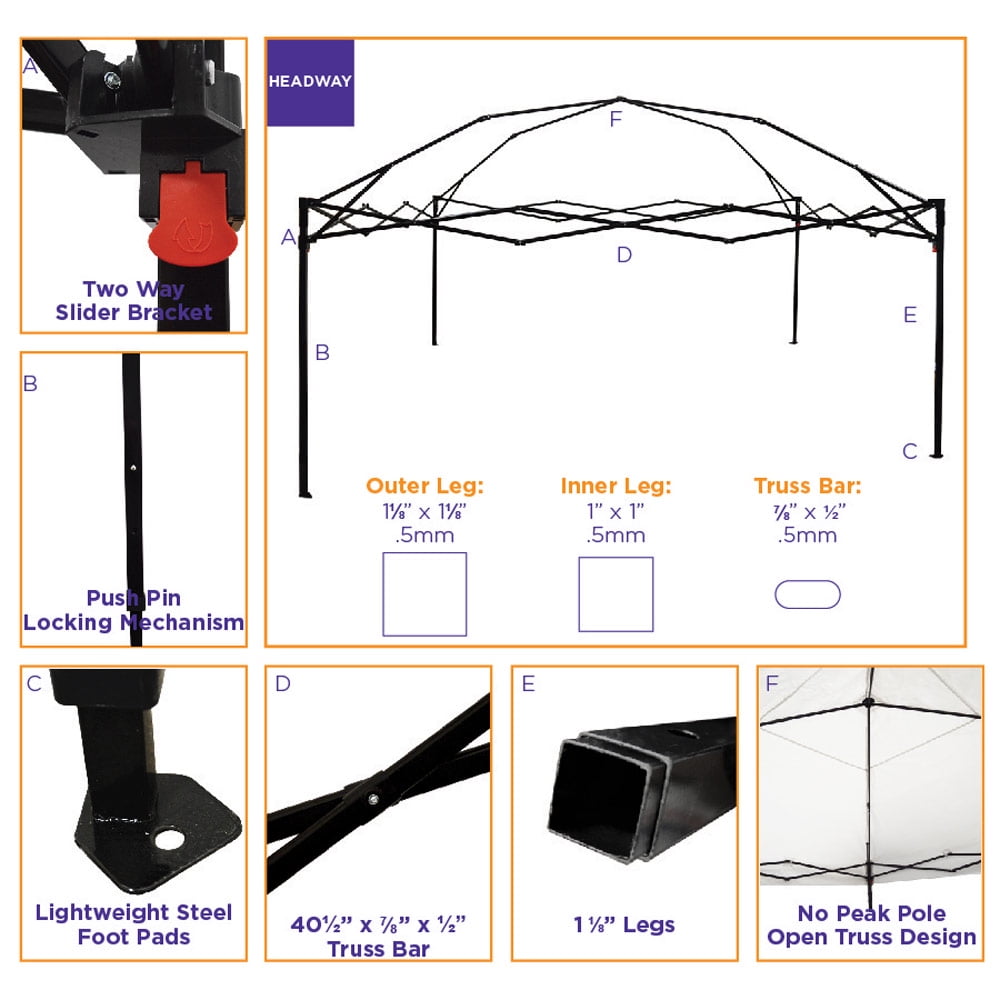 Impact Canopy 10' x 10' Canopy Tent, UV Coated, Black Steel Framed, Pop Up Tent Includes Roller Bag, Red - Image 4