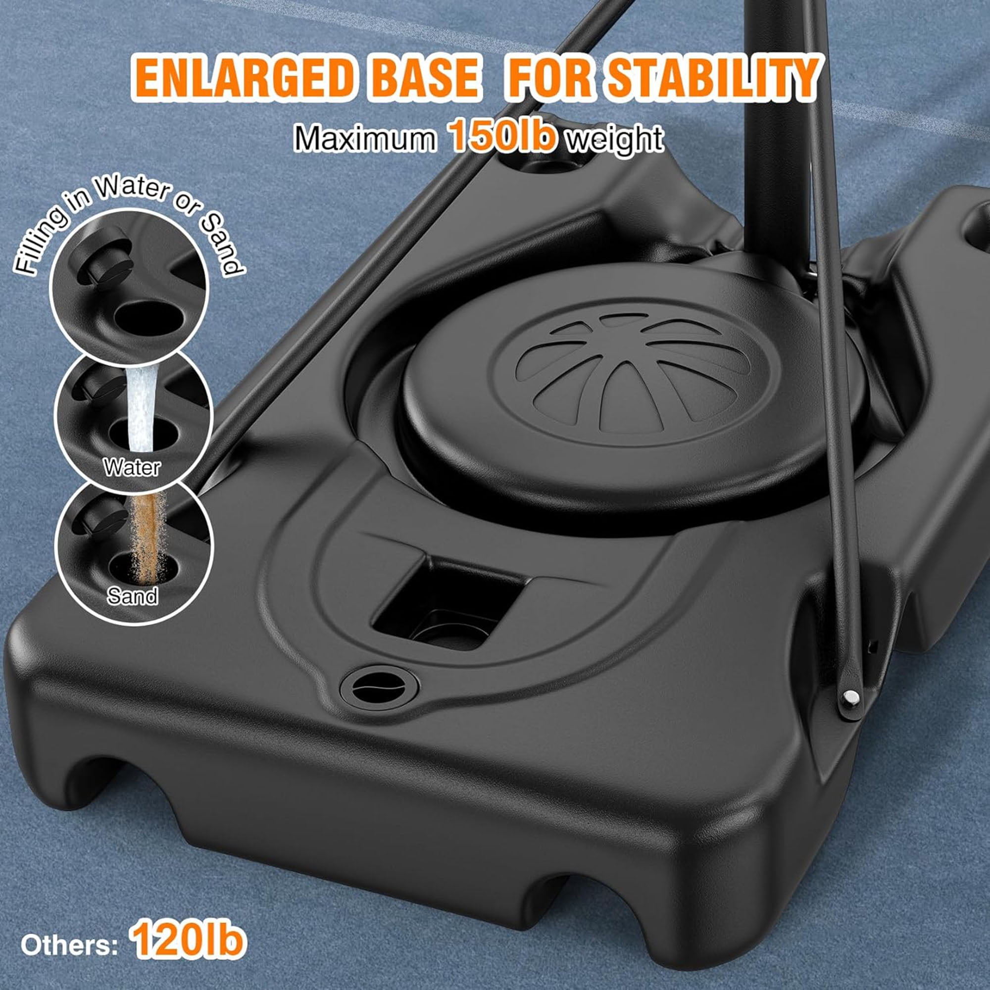 4.4-10ft Portable Basketball Hoop 44" Height Adjustable Basketball Goal System with PC Backboard Material Outdoor,Gray - Image 10