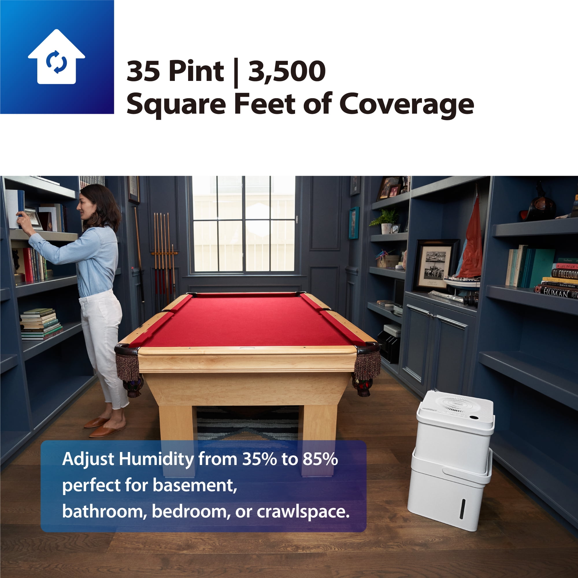 Midea Cube Dehumidifier, 20 Pint, For Basements and Rooms Up To 2,000 Sq Ft, Auto Shut Off, Wi-Fi, White - Image 4