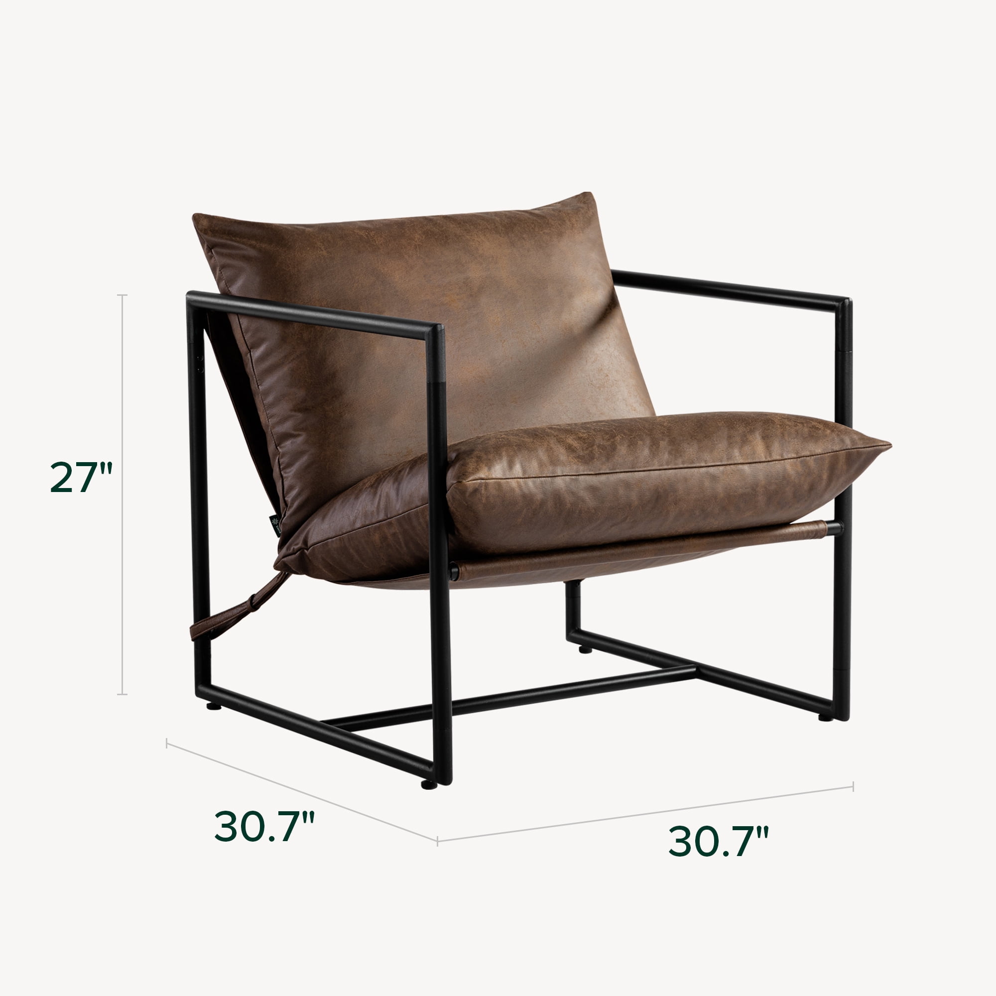 Zinus Aidan Faux Leather Sling Indoor Accent Chair, Cocoa Brown - Image 3