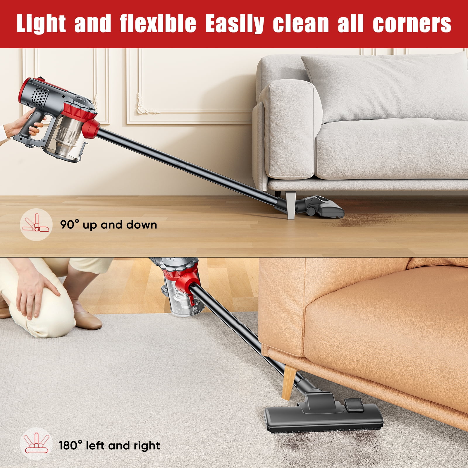 AMONSEE Vacuum Cleaner with 600W Motor, Corded Stick Vacuum,18Kpa Suction Handheld Vacuums for Home - Image 5