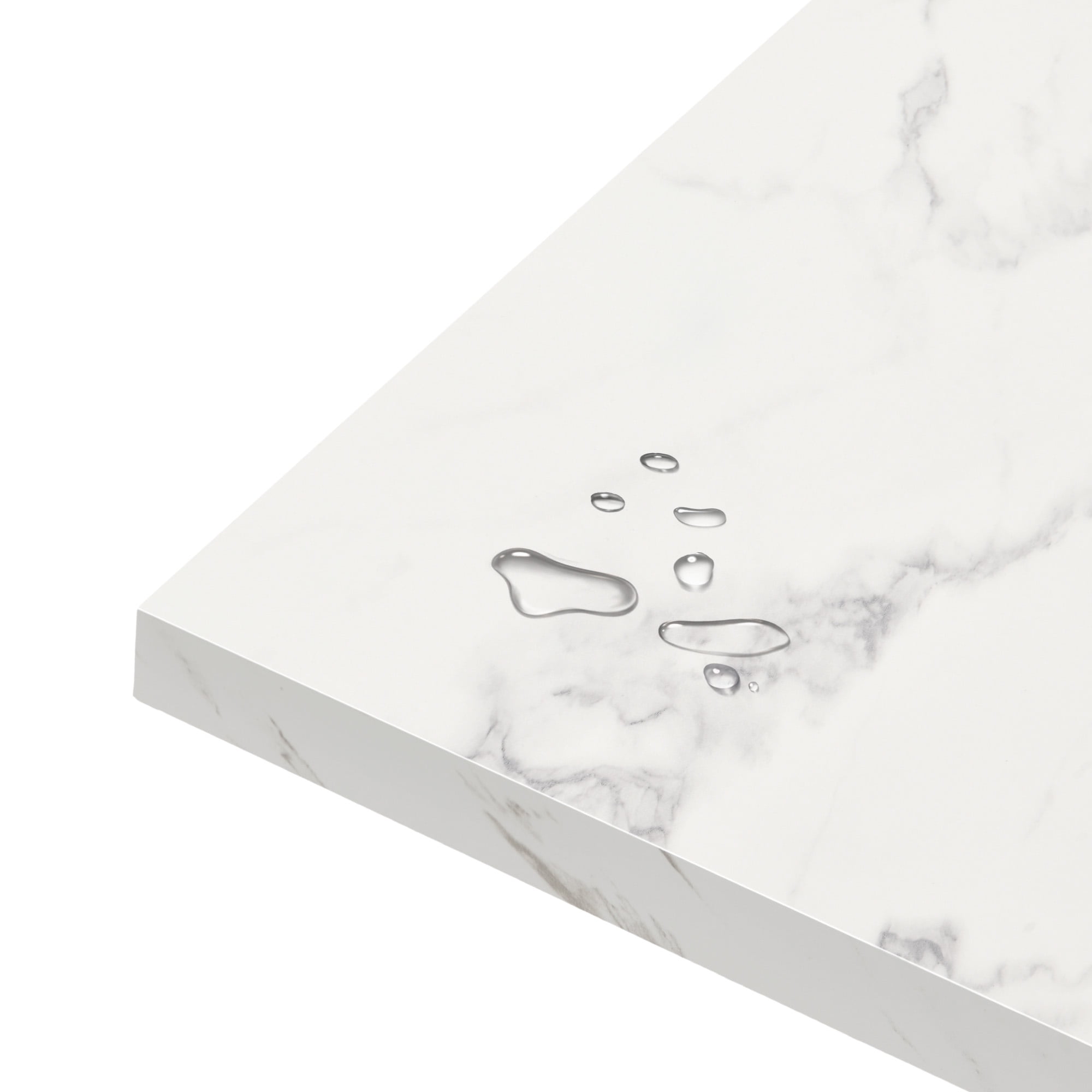 Dextrus 70.3" Solid Wood Dinner Table for 6-8 Person, Rectangular Modern Kitchen Table with Faux Marble Tabletop and Gold Geometric Metal Legs - White & Gold - Image 9