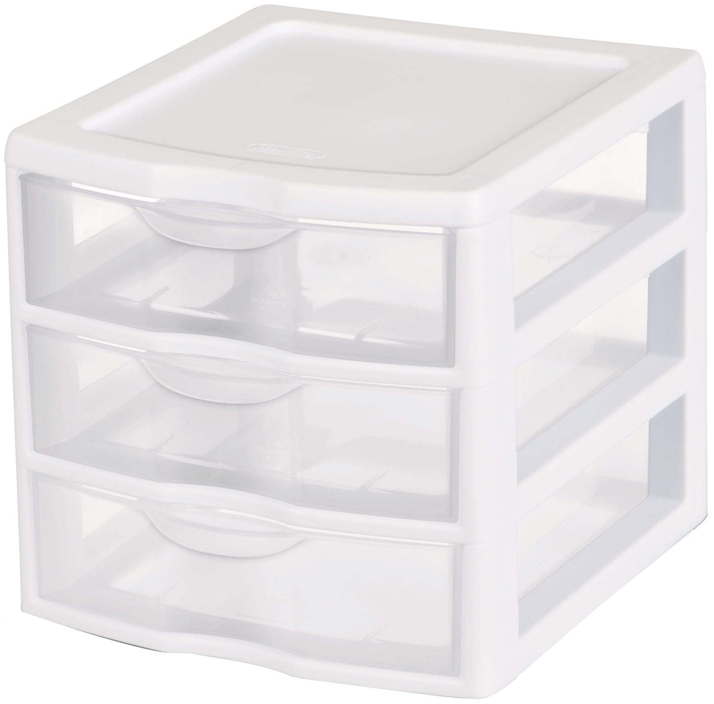 Sterilite, 3 Drawer Clear Storage Bin, Desktop Drawer Storage Container, White - Image 2