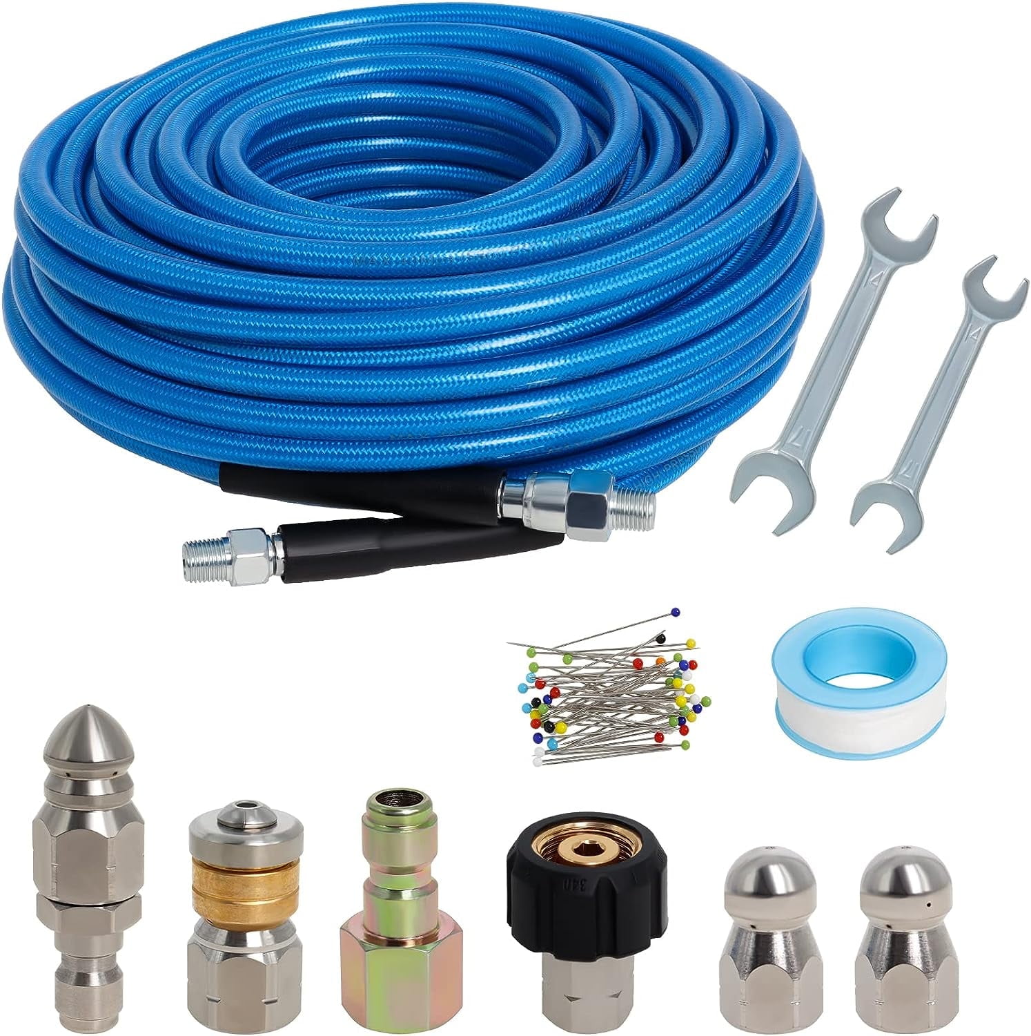 100FT Sewer Jetter Kit for Pressure Washer,5800PSI Water Jet Drain Cleaner Hose NPT Corner Rotating Nozzle Essential Jetting Attachment - Image 7