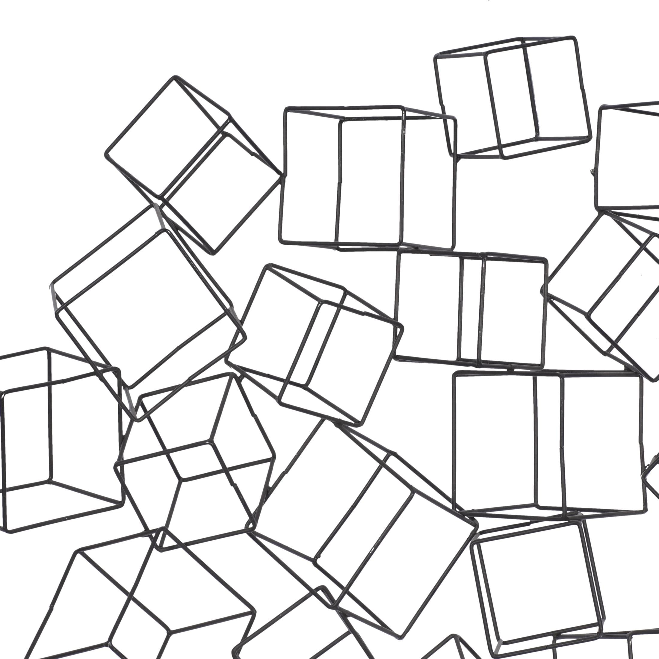 DecMode Black Metal 3D Layered Wire Cube Geometric Wall Decor - Image 11